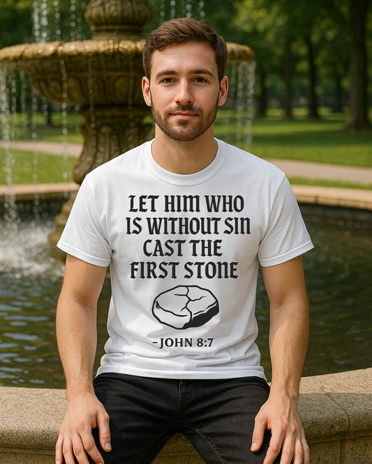 Let Him Who Is Without Sin Cast the First Stone | John 8:7 Christian TShirt