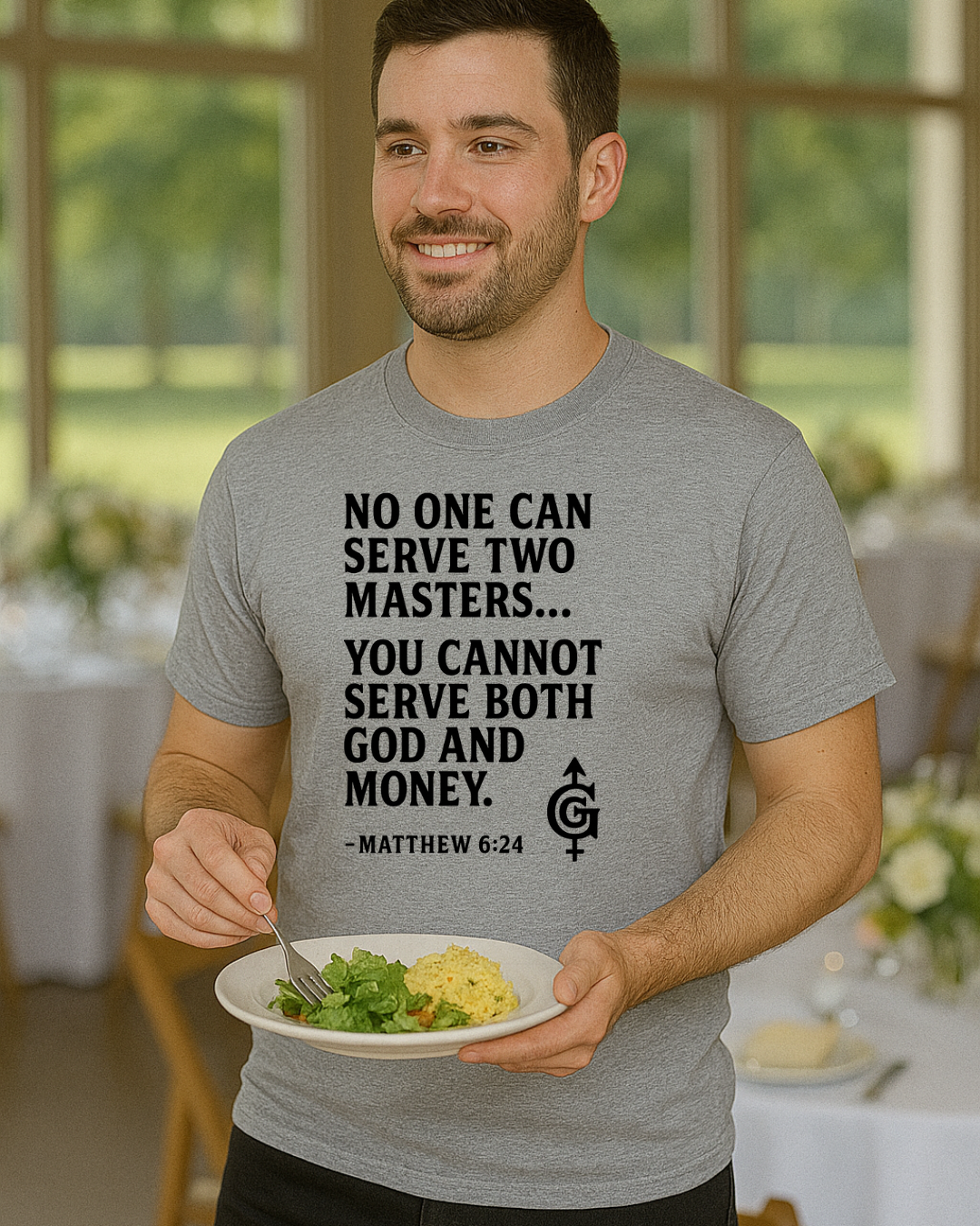 No One Can Serve Two Masters Bible Verse Shirt | Matthew 6 24 | Christian TShirt | Bold Faith Tee