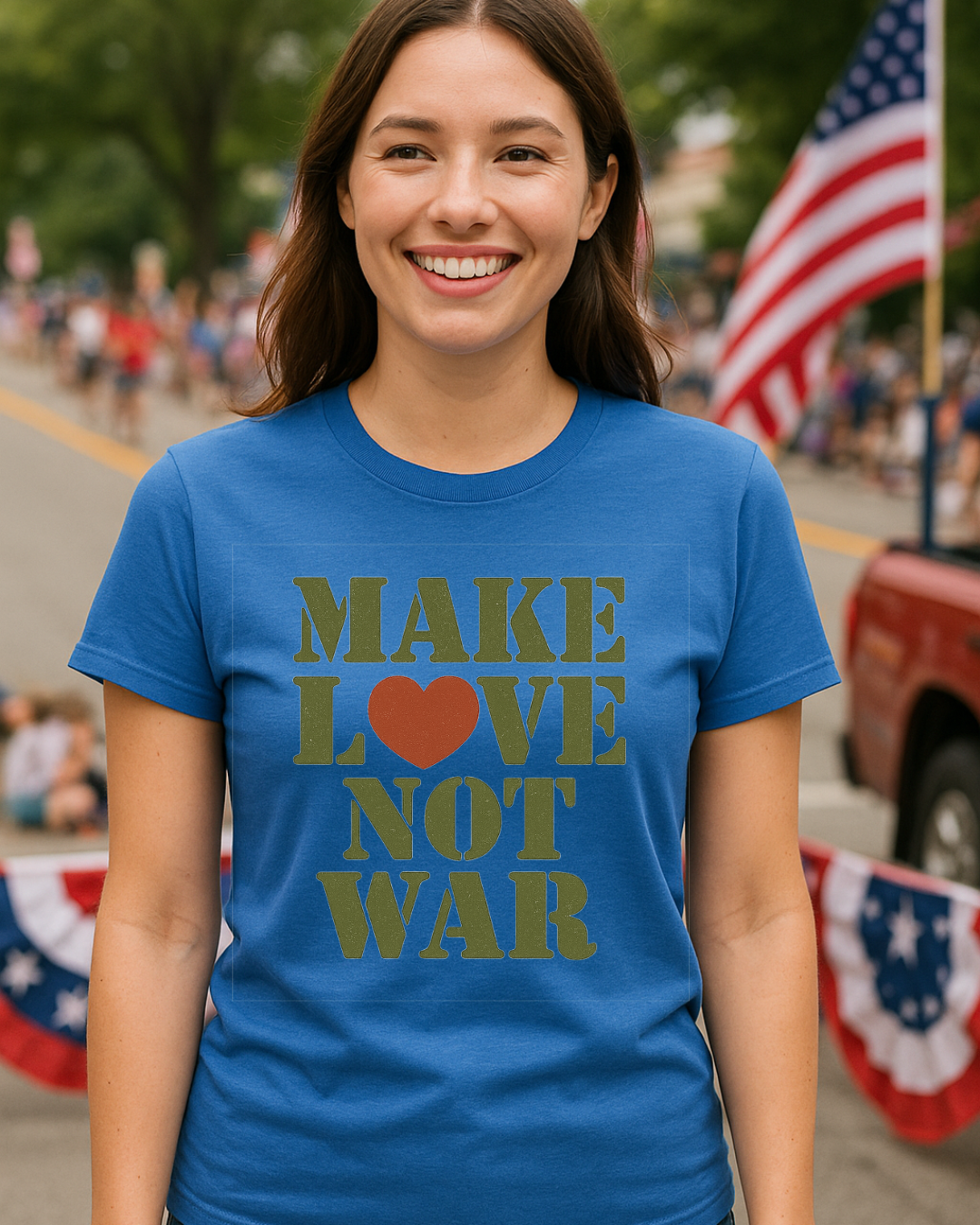 Make Love Not War T-Shirt  Gildan 6400 Softstyle | Anti War Graphic Tee | Peace & Love Shirt | Retro Protest Shirt | Free Shipping