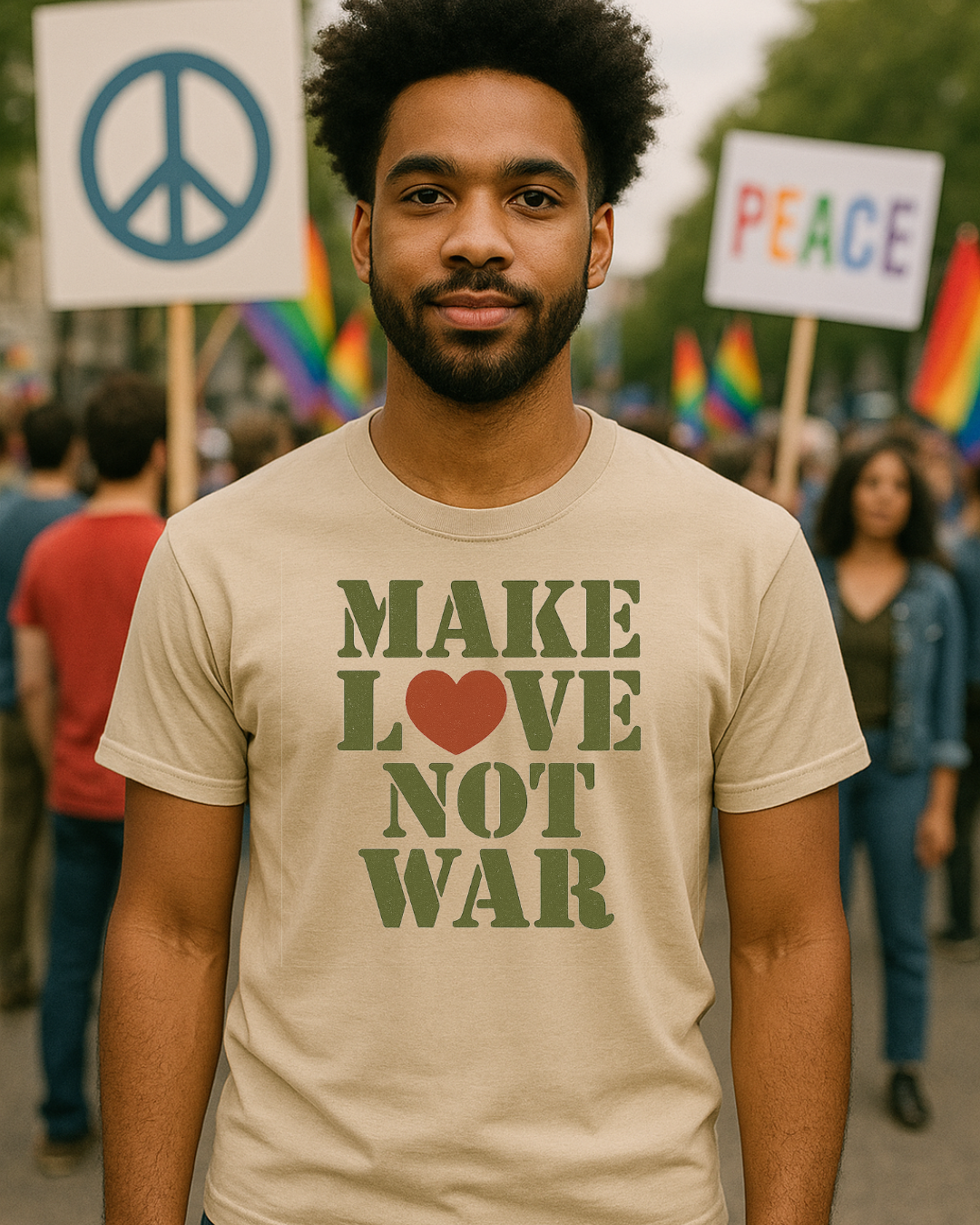 Make Love Not War T-Shirt  Gildan 6400 Softstyle | Anti War Graphic Tee | Peace & Love Shirt | Retro Protest Shirt | Free Shipping