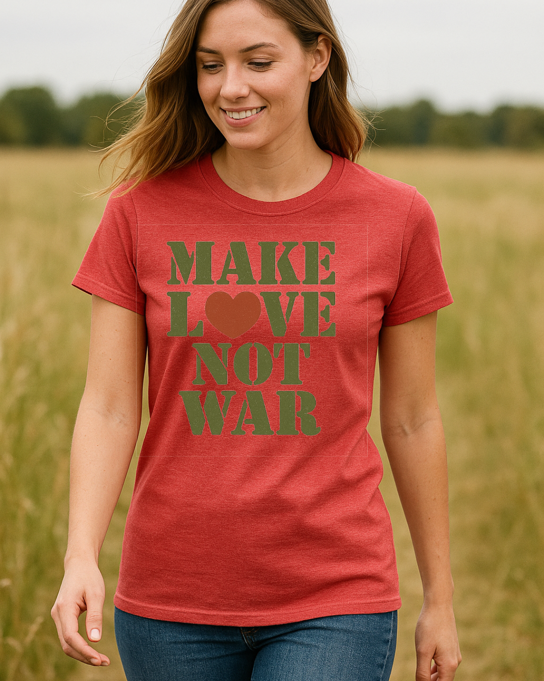 Make Love Not War T-Shirt  Gildan 6400 Softstyle | Anti War Graphic Tee | Peace & Love Shirt | Retro Protest Shirt | Free Shipping