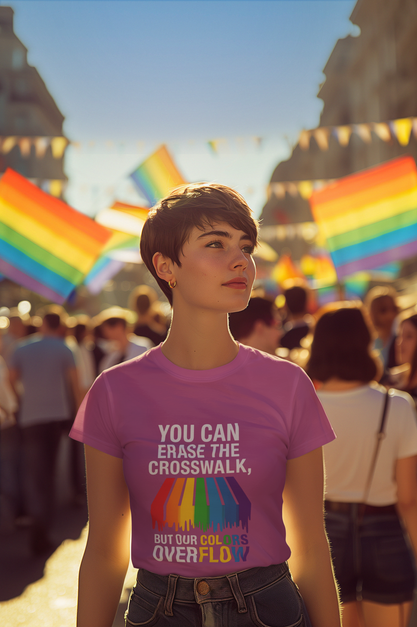 Rainbow Pride T-Shirt, Celebrate Equality, LGBTQ+ Apparel, Softstyle Tee, Colorful Graphic Shirt, Pride Month Gift