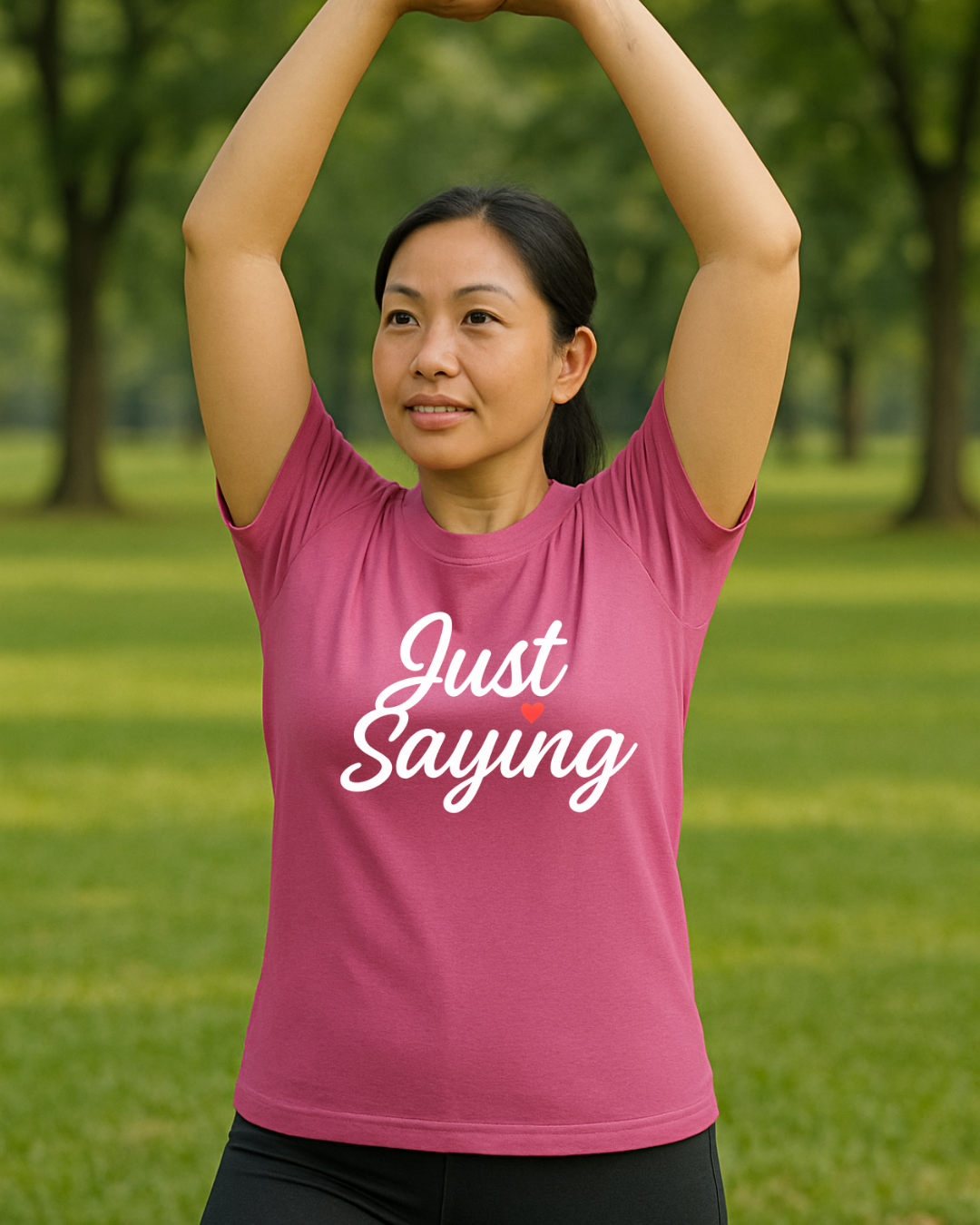 Just Saying – Neon Glow Heart Script Tee (Gildan 64000 Softstyle) – Free Shipping