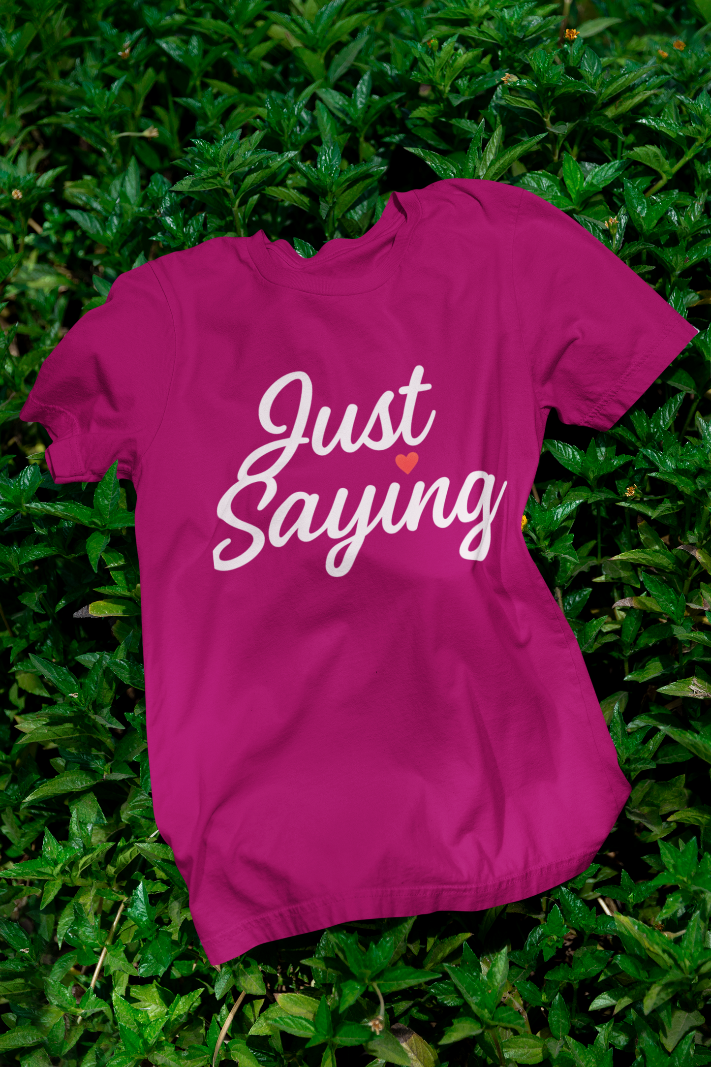 Just Saying – Neon Glow Heart Script Tee (Gildan 64000 Softstyle) – Free Shipping
