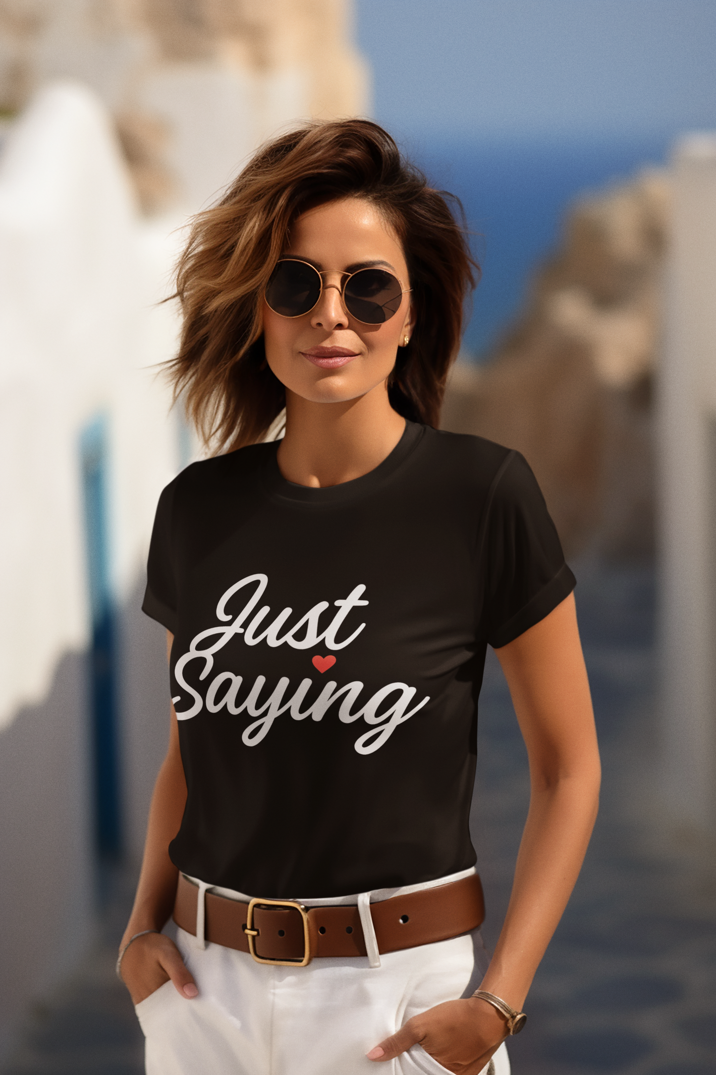 Just Saying – Neon Glow Heart Script Tee (Gildan 64000 Softstyle) – Free Shipping