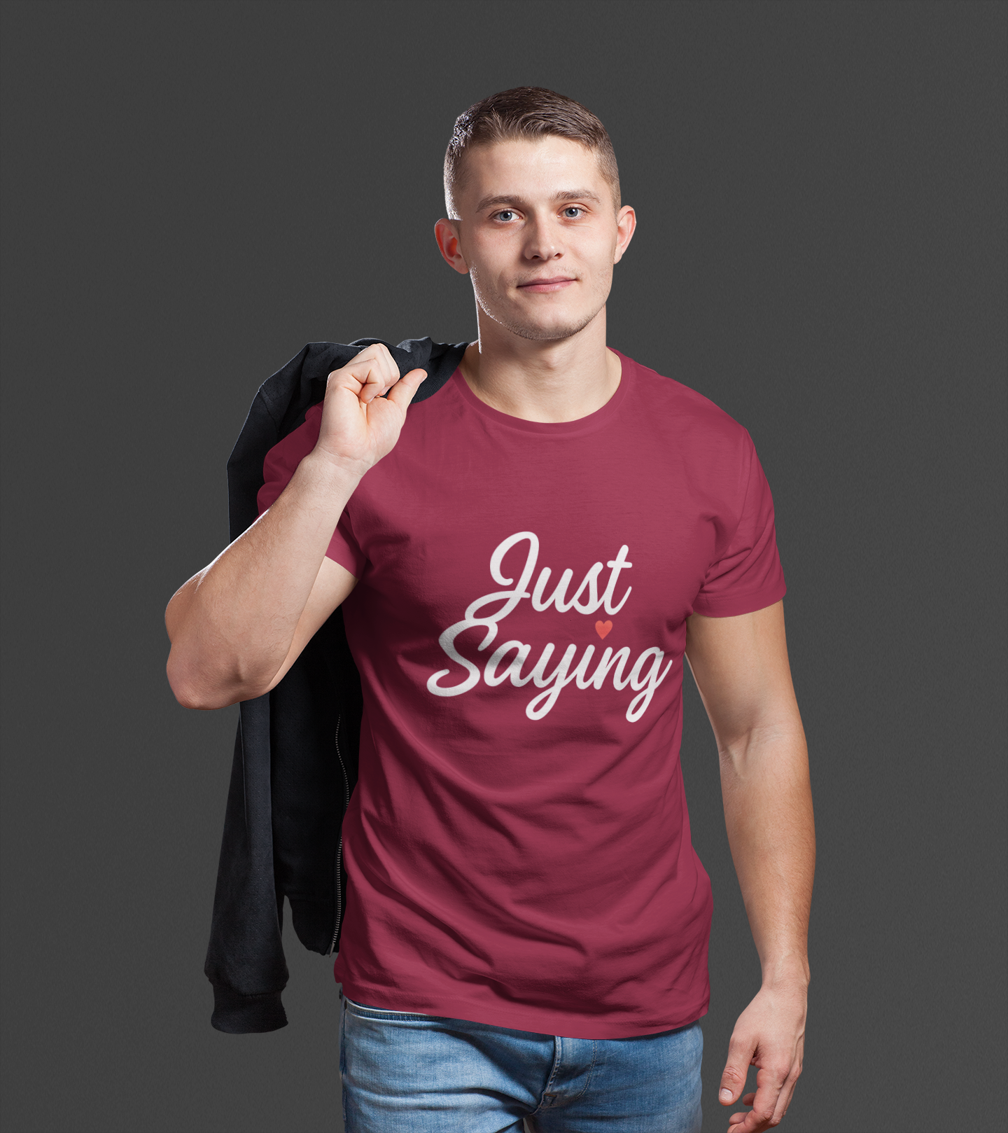 Just Saying – Neon Glow Heart Script Tee (Gildan 64000 Softstyle) – Free Shipping