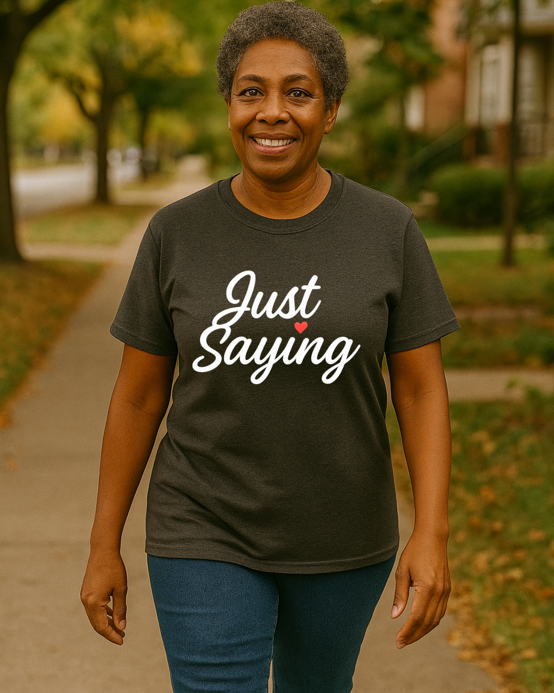 Just Saying – Neon Glow Heart Script Tee (Gildan 64000 Softstyle) – Free Shipping