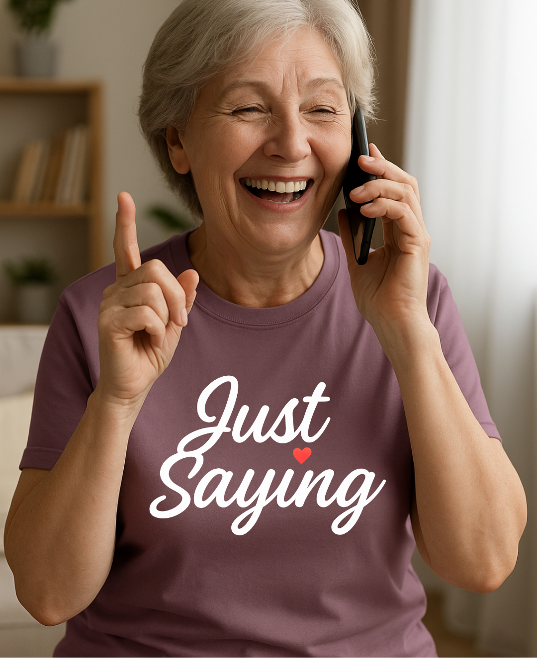 Just Saying – Neon Glow Heart Script Tee (Gildan 64000 Softstyle) – Free Shipping