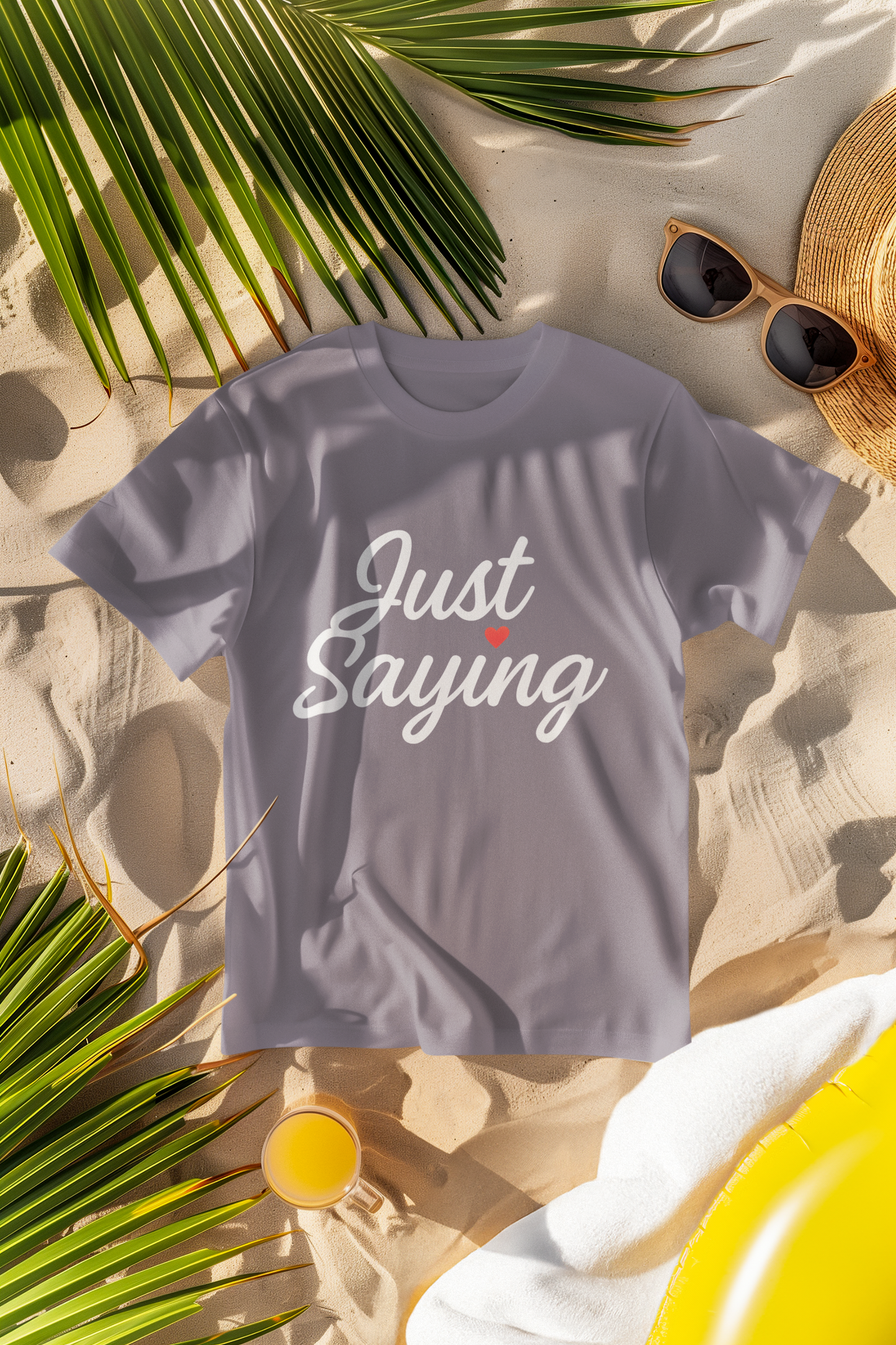 Just Saying – Neon Glow Heart Script Tee (Gildan 64000 Softstyle) – Free Shipping