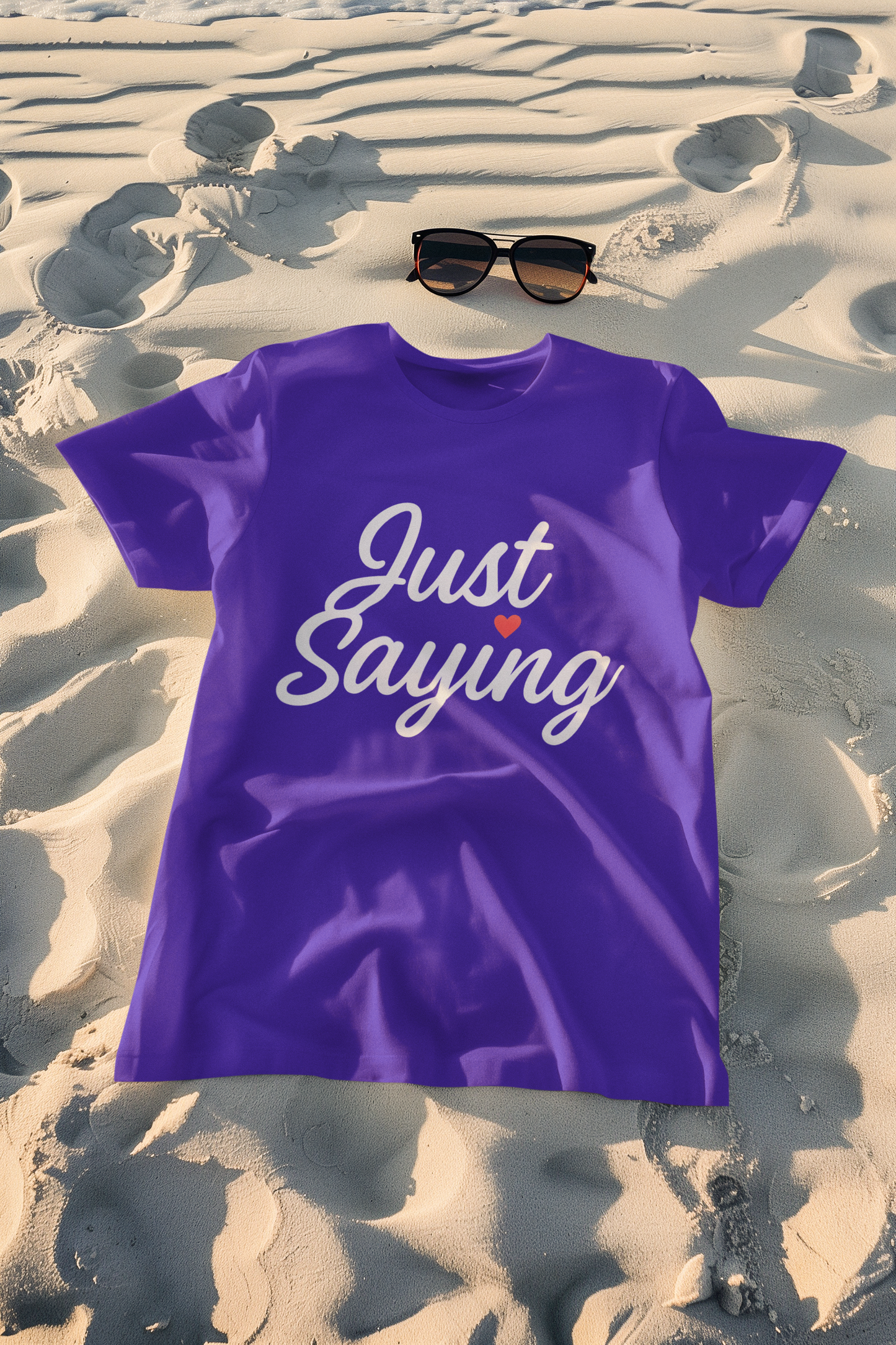 Just Saying – Neon Glow Heart Script Tee (Gildan 64000 Softstyle) – Free Shipping