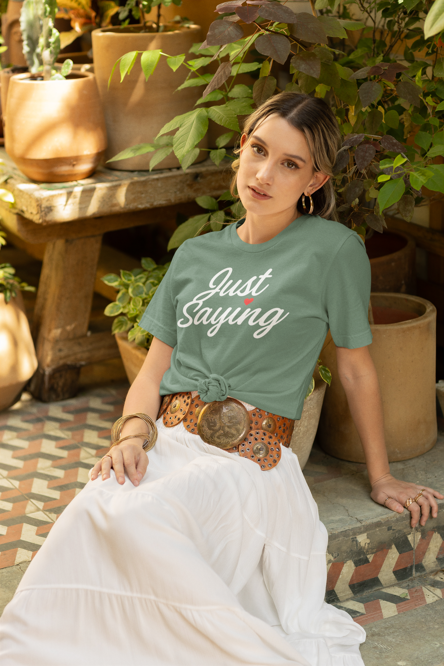 Just Saying – Neon Glow Heart Script Tee (Gildan 64000 Softstyle) – Free Shipping