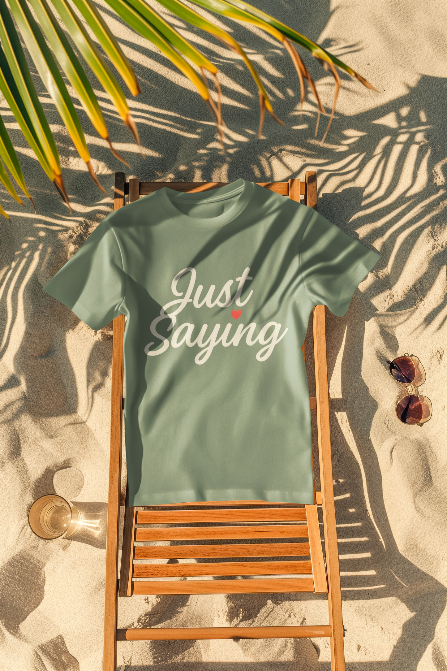 Just Saying – Neon Glow Heart Script Tee (Gildan 64000 Softstyle) – Free Shipping