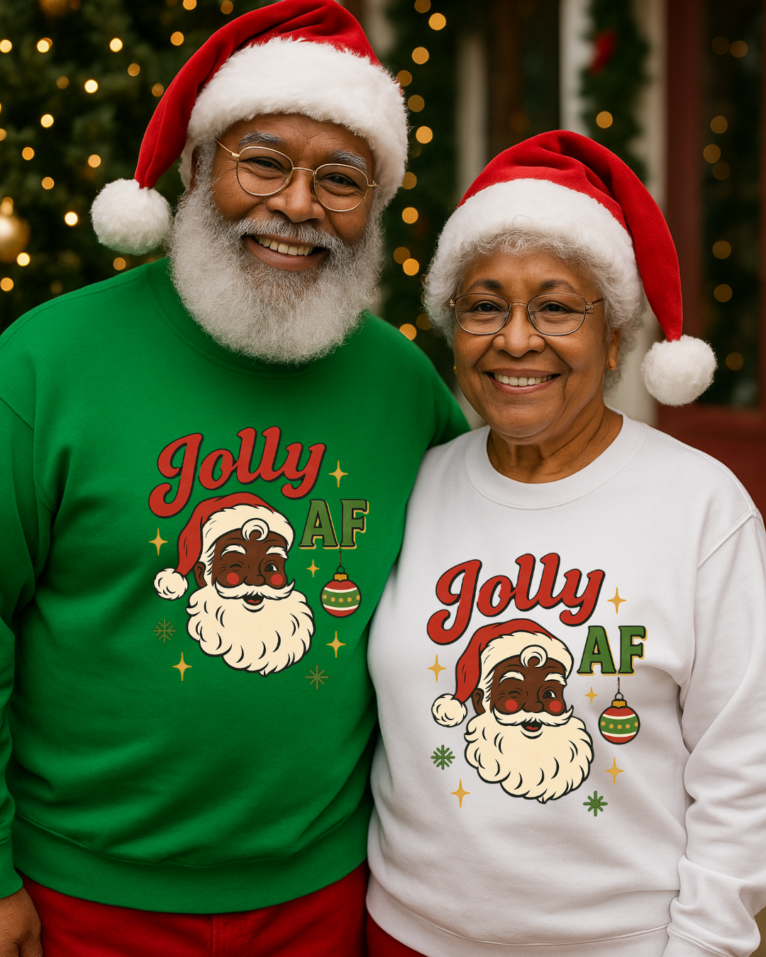 Jolly AF Christmas Sweatshirt | Black Santa Edition (Cherry Red) | Free Shipping