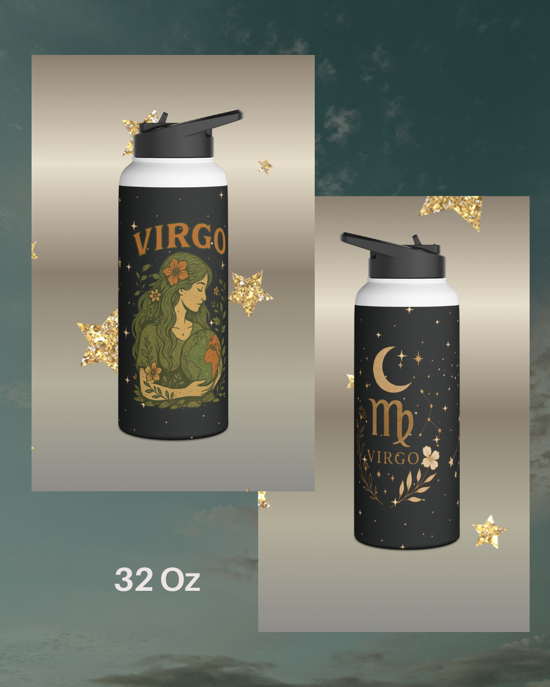 Virgo Insulated Water Bottle β Zodiac Stainless Steel Flask (12oz, 18oz, 32oz) | Free Shipping