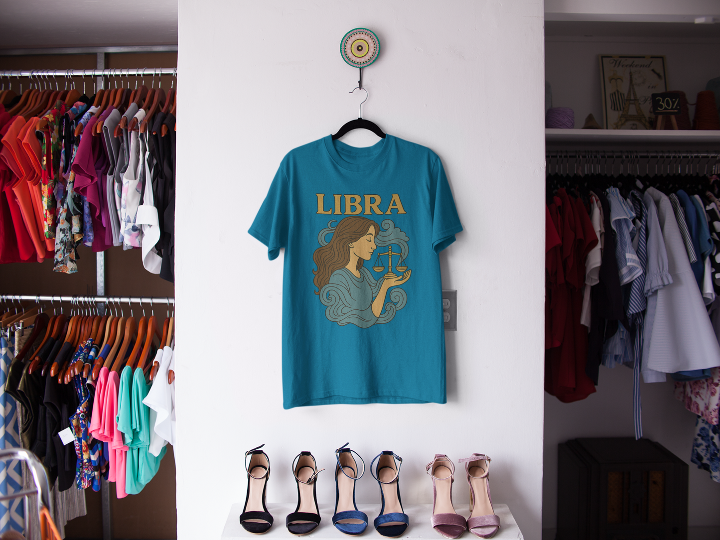 Libra Zodiac T-Shirt – Retro Astrology Graphic Tee | Gildan 64000 | Birthday Gift, Star Sign Shirt, Aesthetic Horoscope Tee