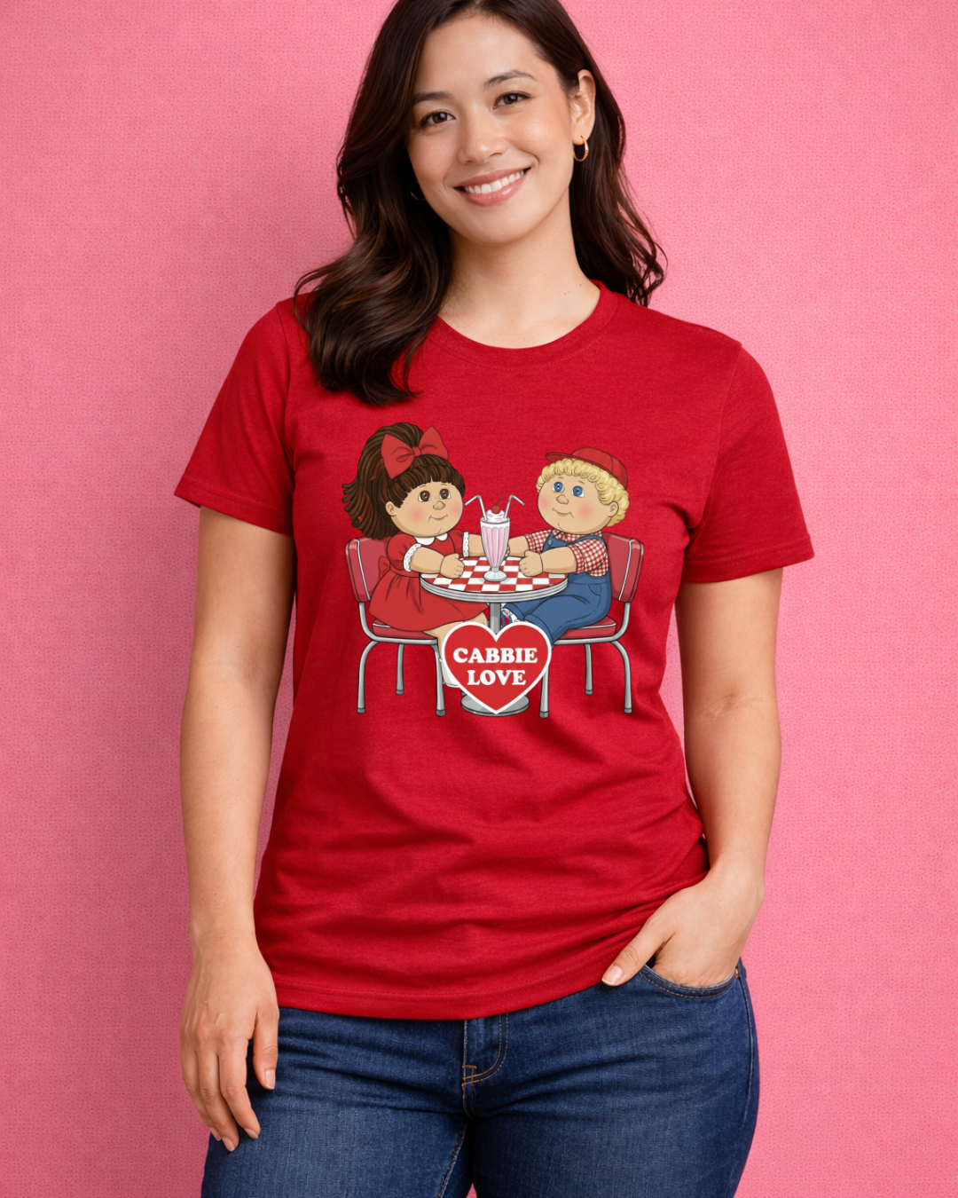 Retro Diner Love Graphic T-Shirt – Nostalgic Couple Valentine Tee (Gildan 6400)