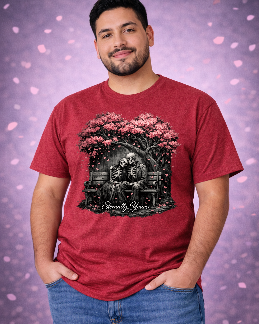 Eternally Yours Gothic Romance T-Shirt | Dark Love Skeleton Design | Unisex Softstyle Tee