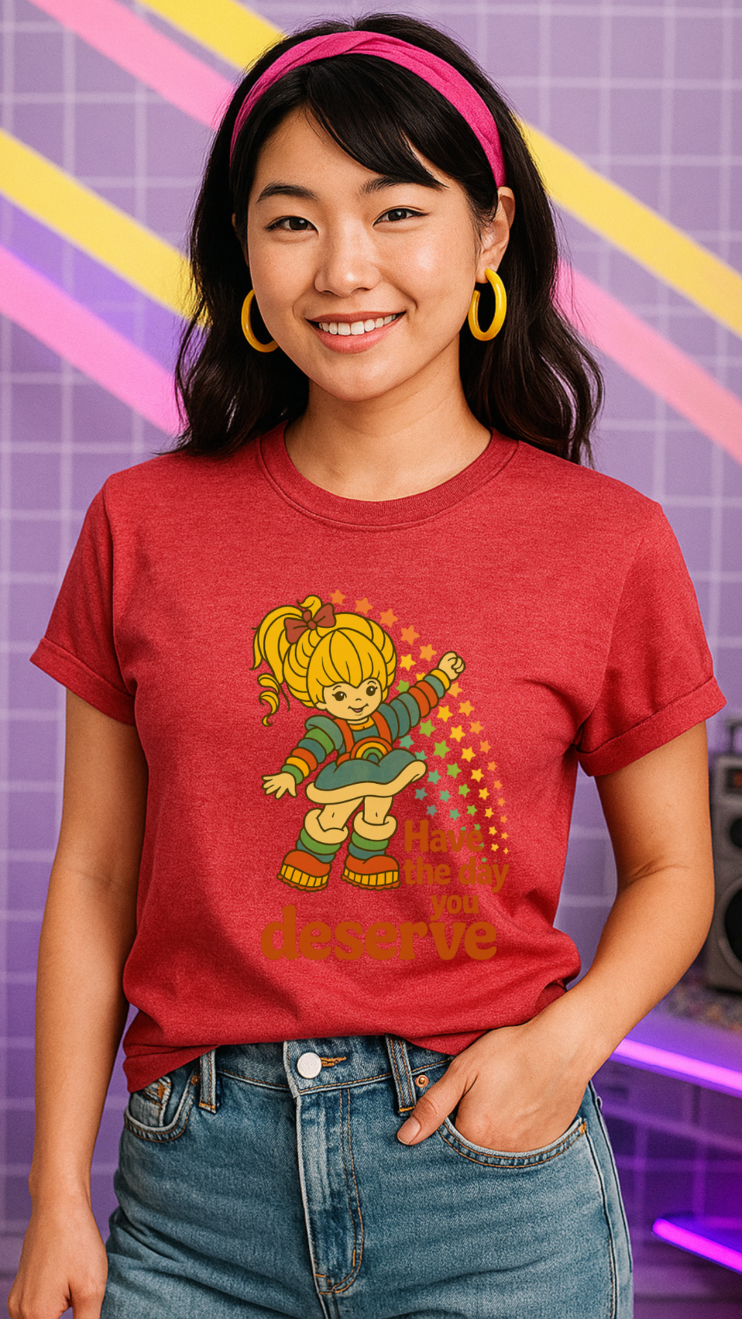 Have the Day You Deserve T-Shirt | Retro Positivity Graphic Tee | Unisex Softstyle Shirt