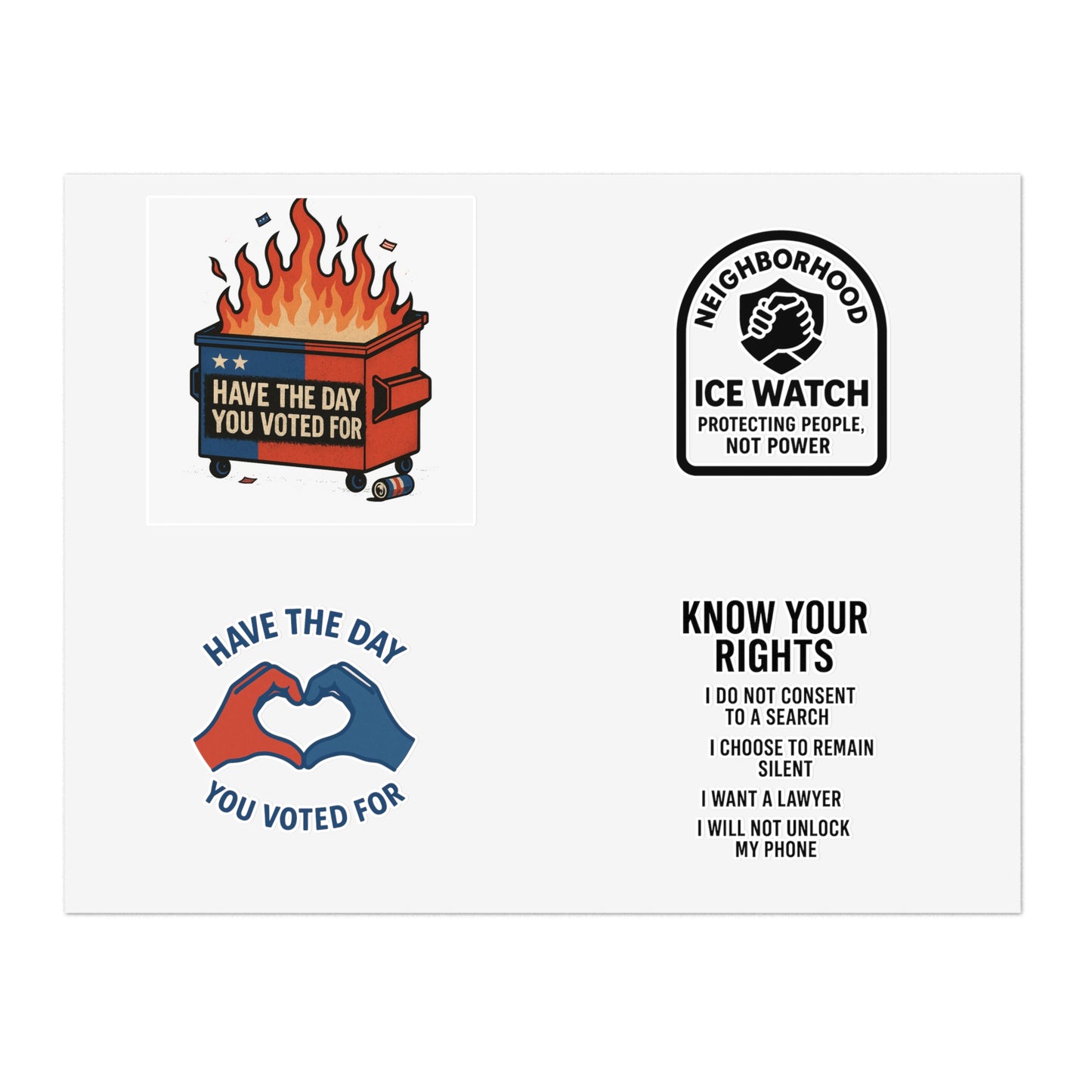 Know Your Rights Sticker Pack – Activist & Political Vinyl Stickers