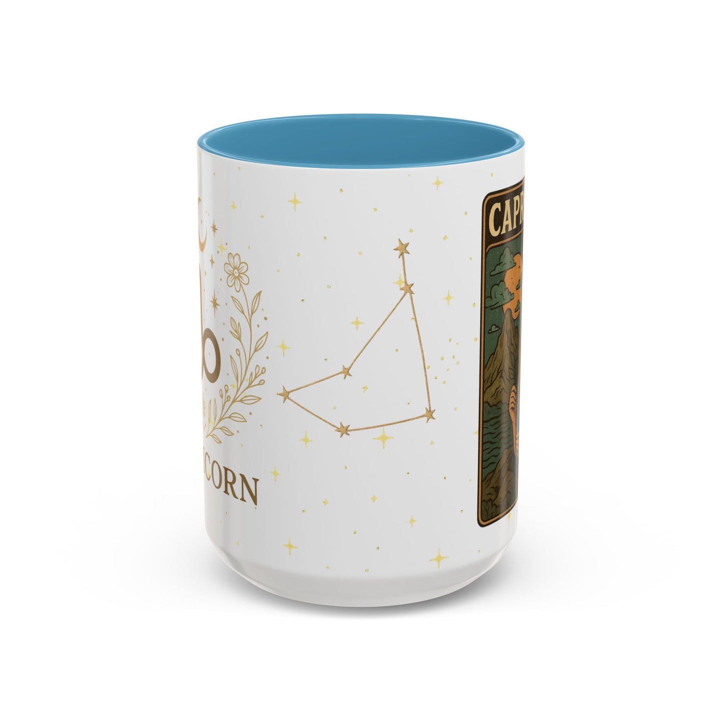 Capricorn Zodiac Mug 15oz – Constellation Wrap Astrology Coffee Cup – Two Tone Navy Ceramic Mug