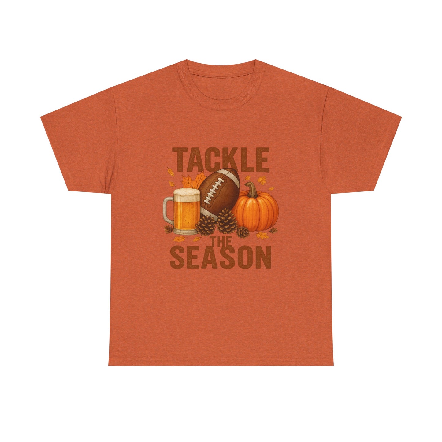 Tackle the Season Shirt | Fall Football Beer Pumpkin Tee | Gildan 5000 White | Free Shipping