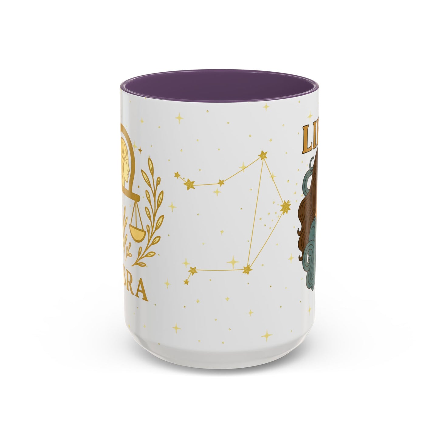 Libra Zodiac 15oz Ceramic Mug – Teal Handle Astrology Coffee Cup for Air Signs