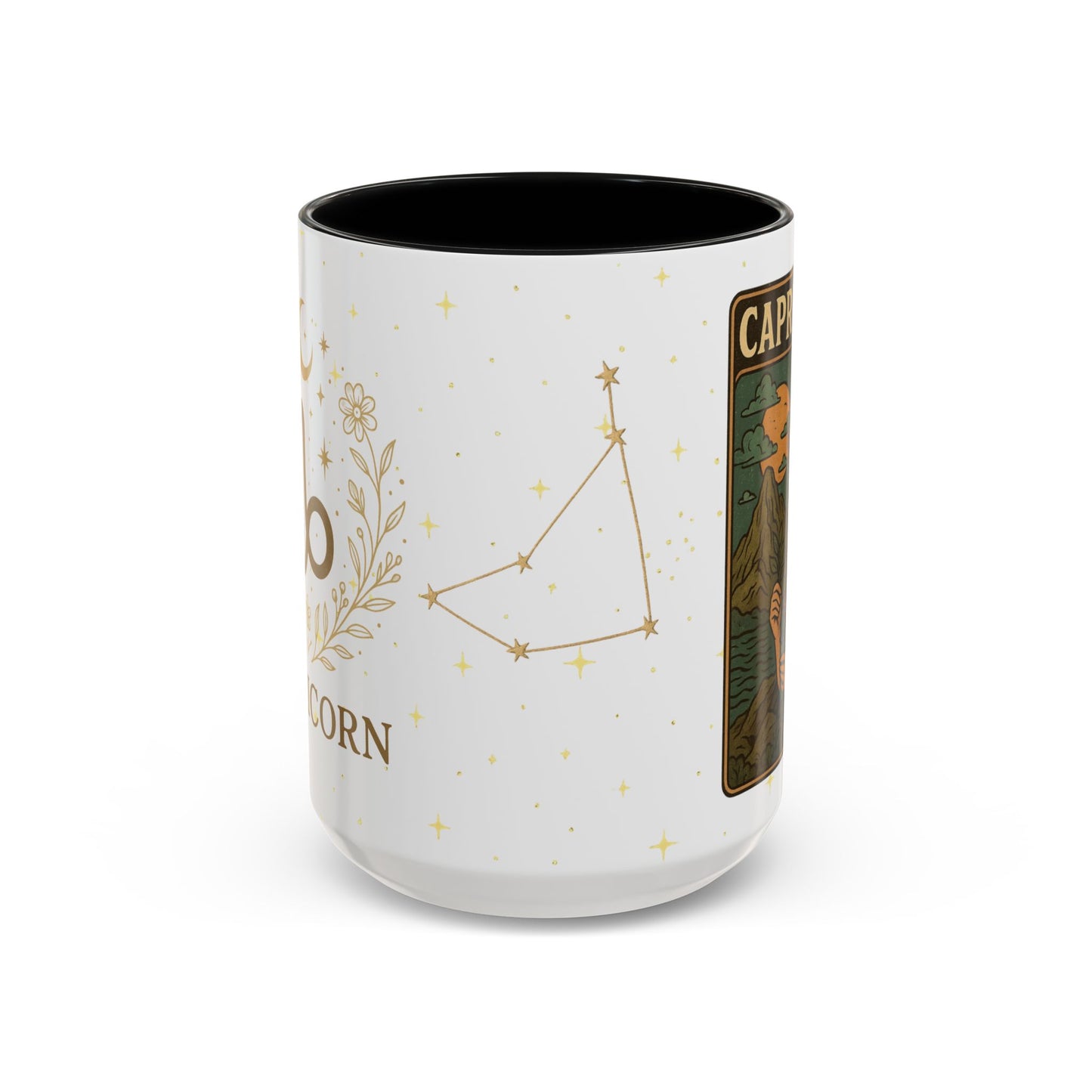 Capricorn Zodiac Mug 15oz – Constellation Wrap Astrology Coffee Cup – Two Tone Navy Ceramic Mug