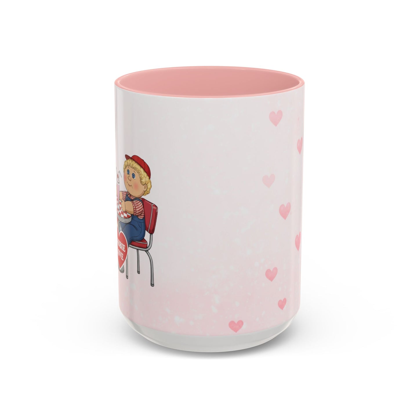 Cabbie Love Valentine Mug – 15oz Two-Tone Pink Coffee Mug – Retro Diner Cabbies Couple Gift