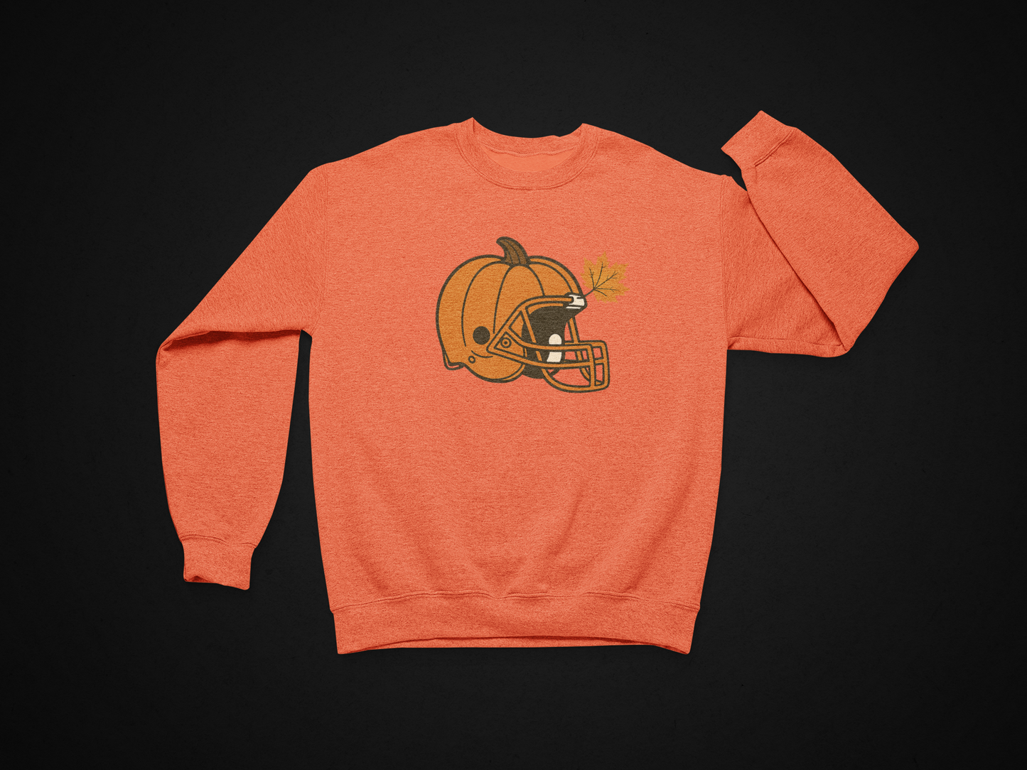 Pumpkin Football Helmet Crewneck – Fall Game Day (Gildan 18000) | Free Shipping