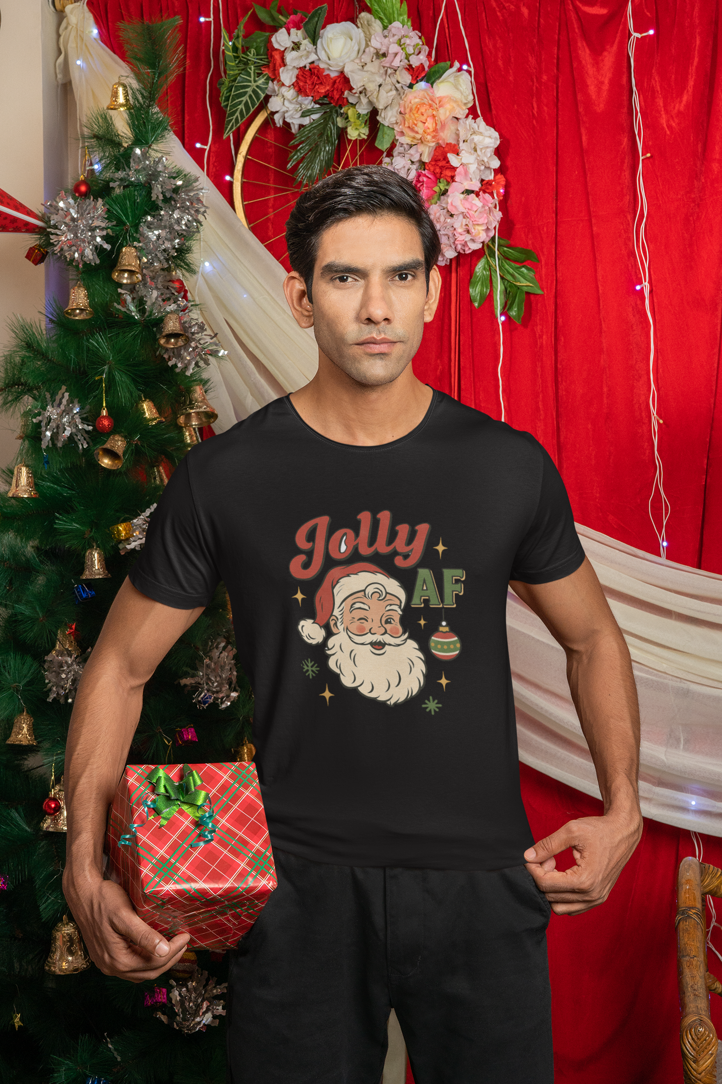 Jolly AF Santa T-Shirt – Personalized Gildan 64000 Unisex Softstyle Tee (Free Shipping)