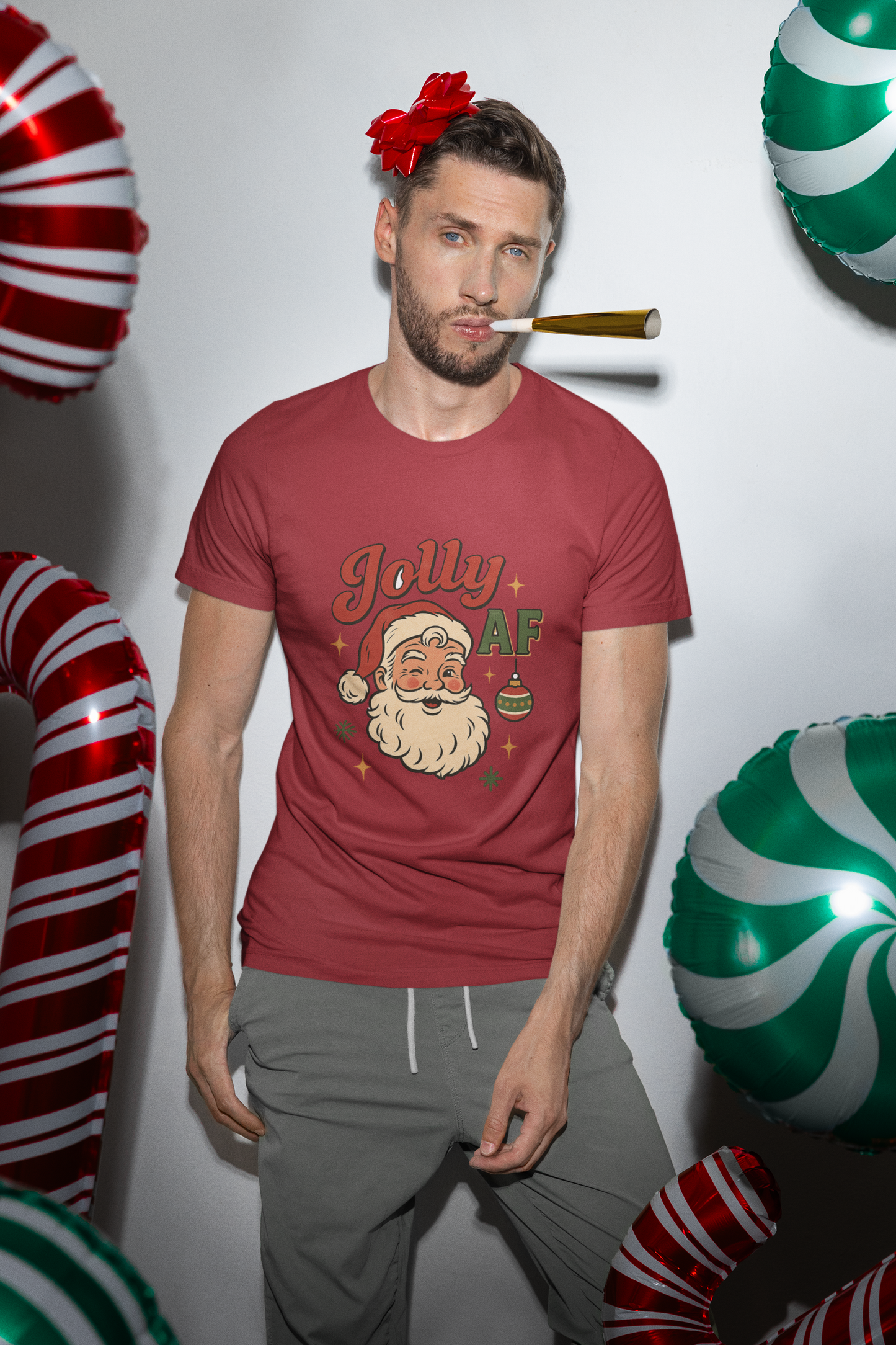 Jolly AF Santa T-Shirt – Personalized Gildan 64000 Unisex Softstyle Tee (Free Shipping)
