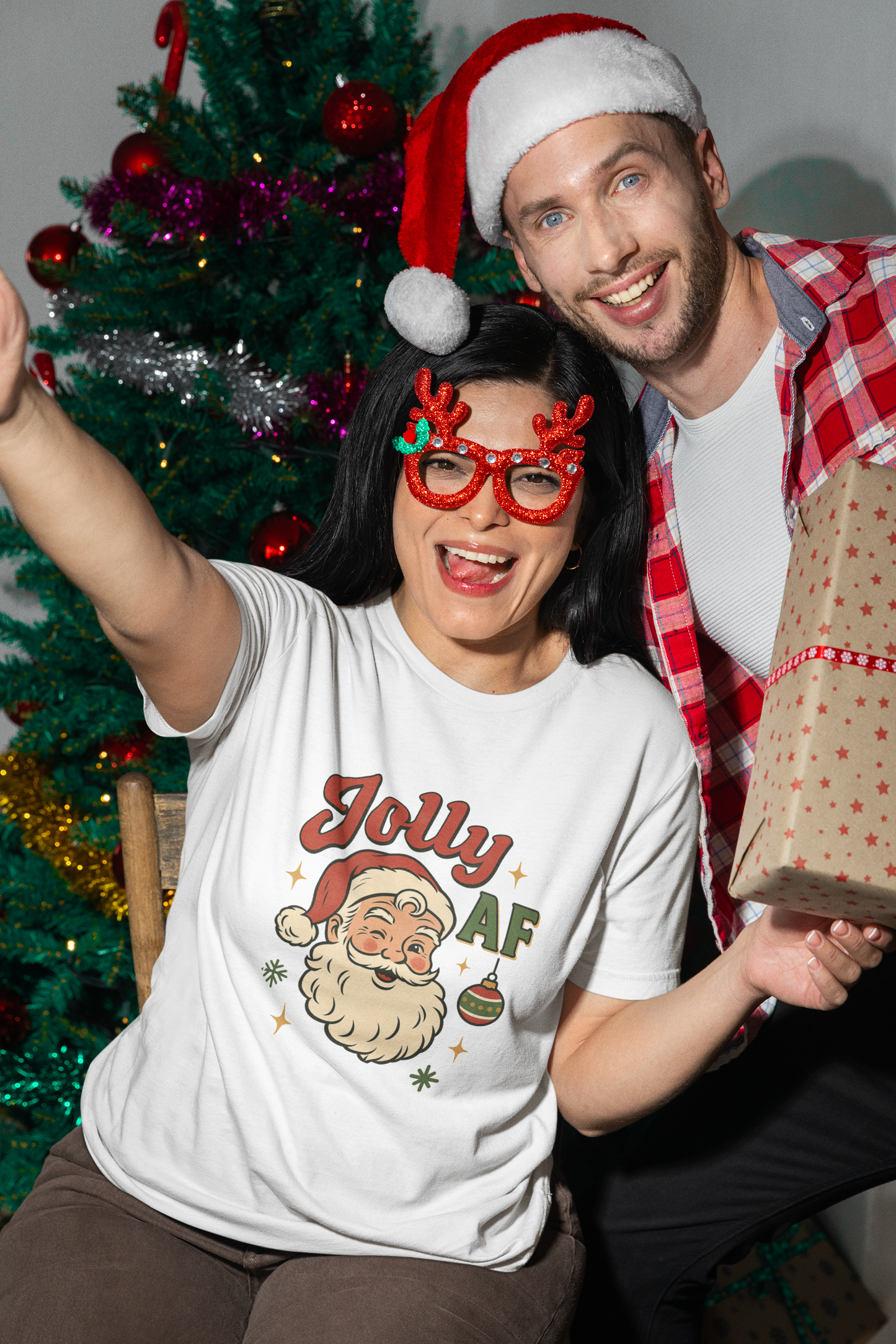 Jolly AF Santa T-Shirt – Personalized Gildan 64000 Unisex Softstyle Tee (Free Shipping)