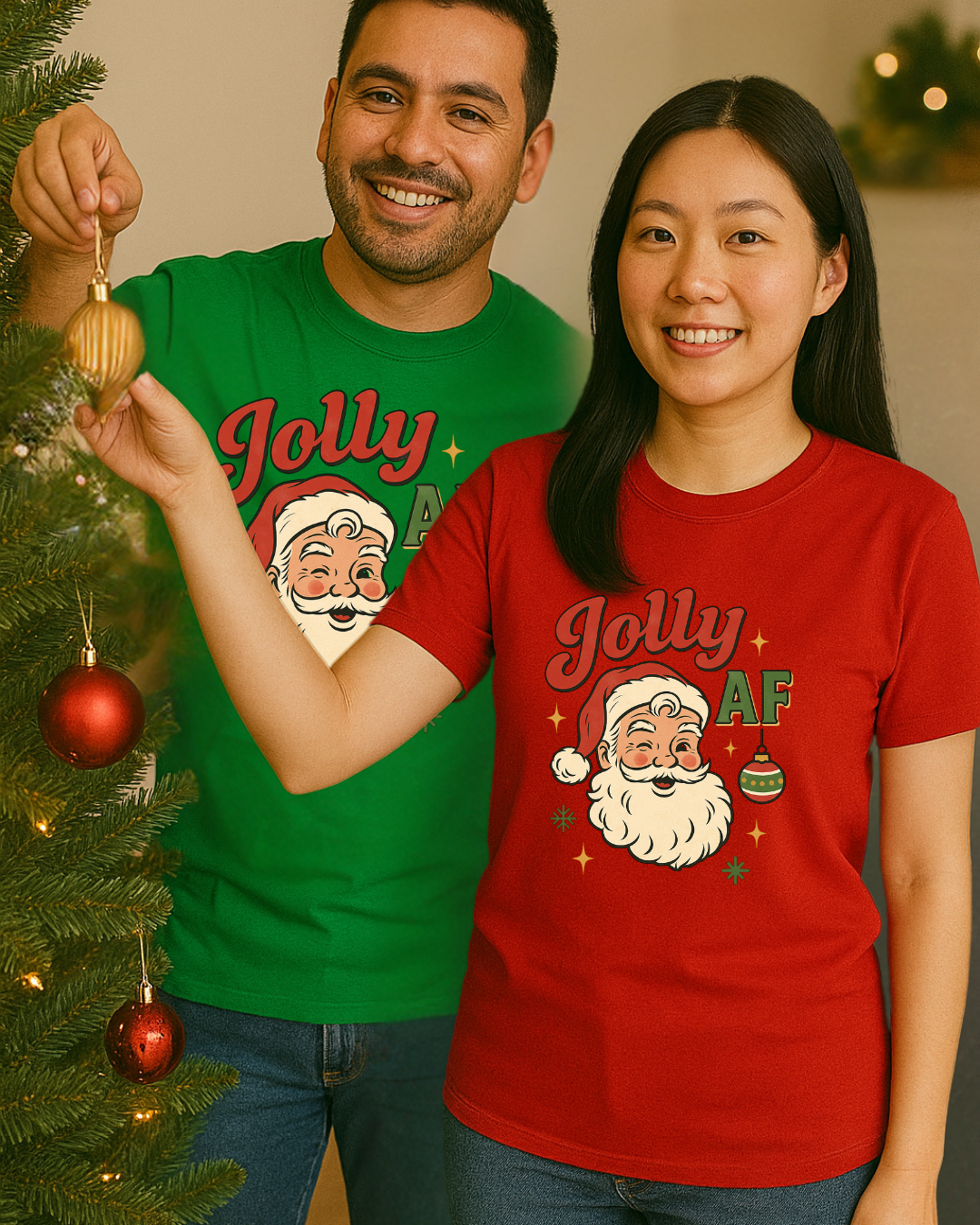 Jolly AF Santa T-Shirt – Personalized Gildan 64000 Unisex Softstyle Tee (Free Shipping)