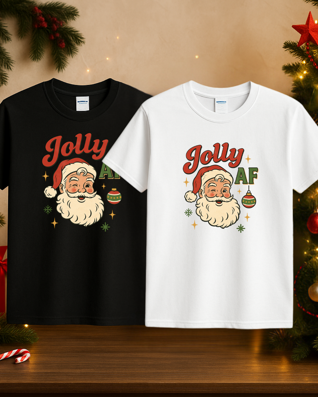 Jolly AF Santa T-Shirt – Personalized Gildan 64000 Unisex Softstyle Tee (Free Shipping)