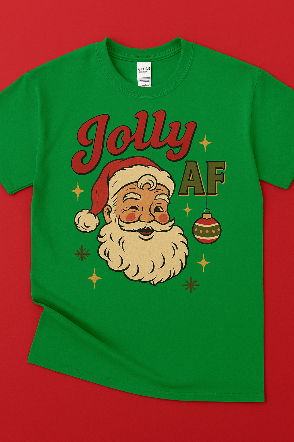 Jolly AF Santa T-Shirt – Personalized Gildan 64000 Unisex Softstyle Tee (Free Shipping)