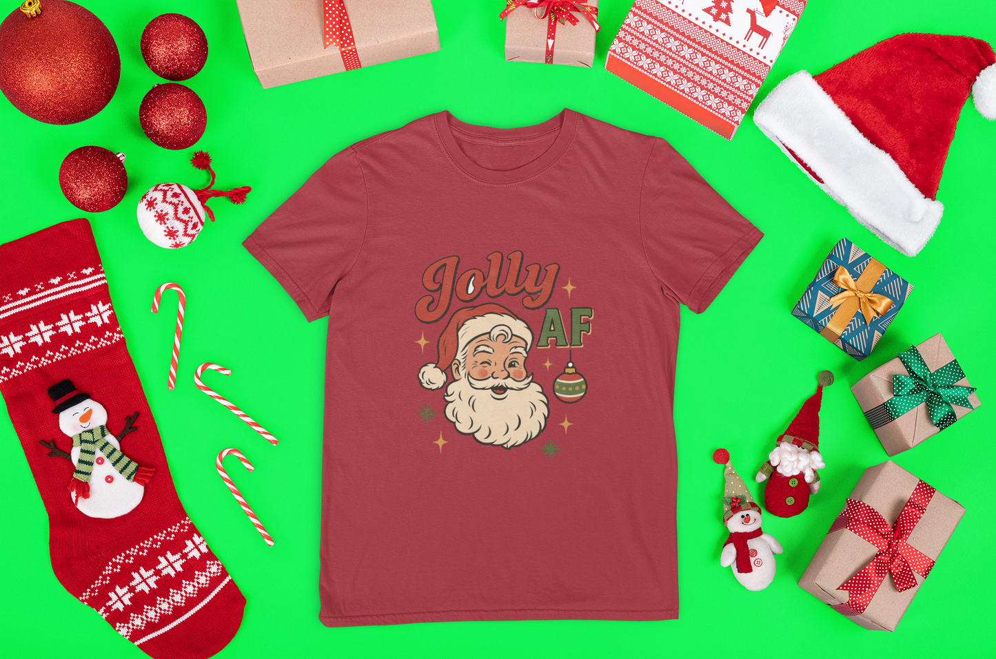 Jolly AF Santa T-Shirt – Personalized Gildan 64000 Unisex Softstyle Tee (Free Shipping)