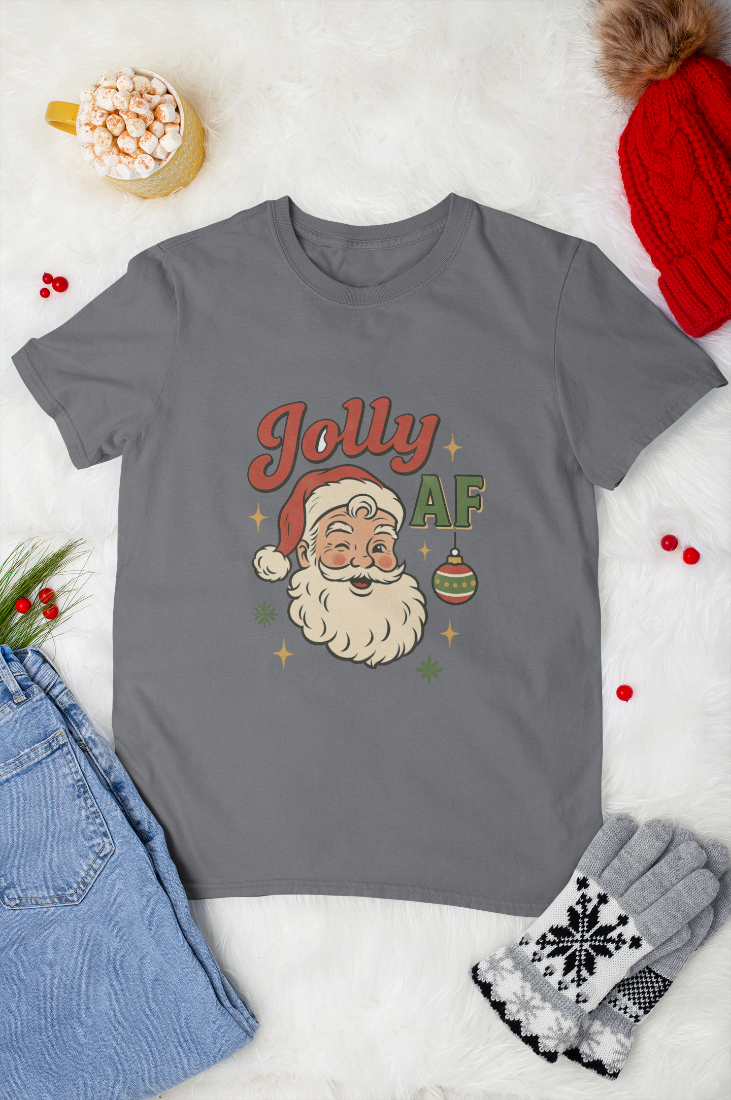Jolly AF Santa T-Shirt – Personalized Gildan 64000 Unisex Softstyle Tee (Free Shipping)