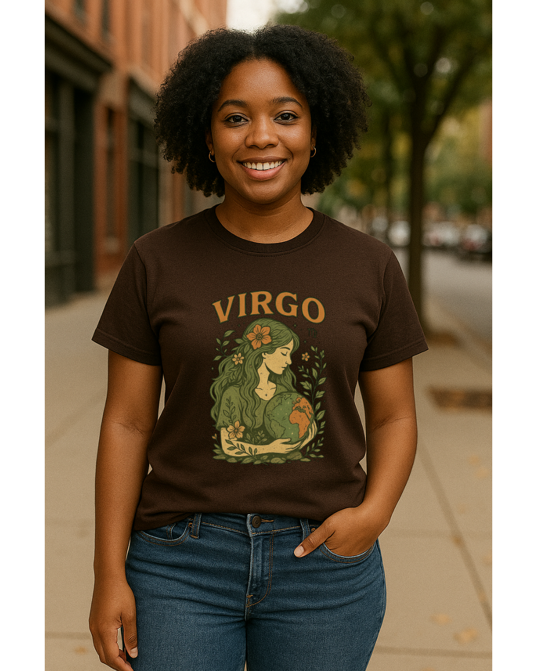 Virgo Earth Goddess Tee – Vintage Zodiac Shirt | Gildan 64000 Unisex Softstyle | Eco Virgo Birthday Gift | Free Shipping