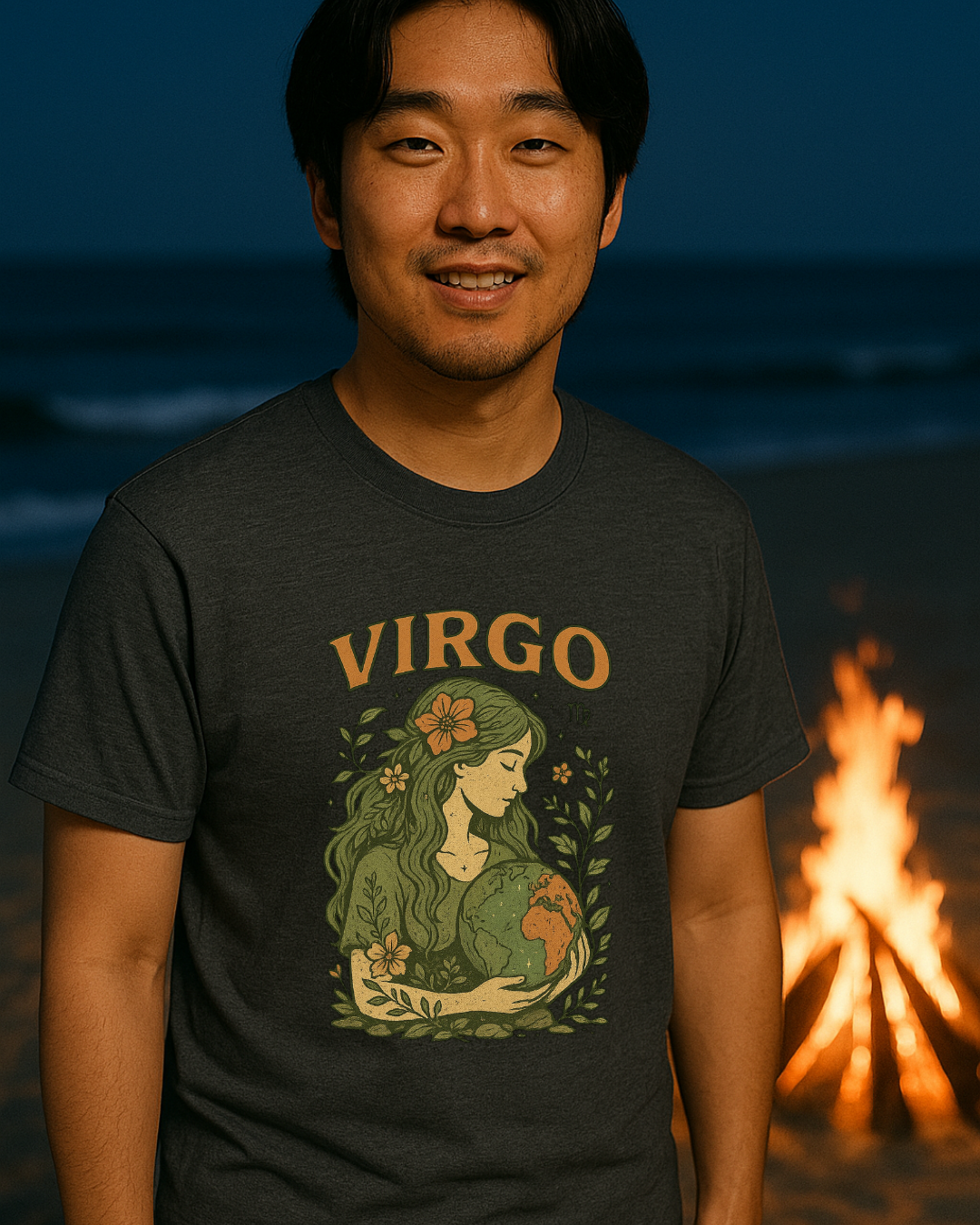 Virgo Earth Goddess Tee – Vintage Zodiac Shirt | Gildan 64000 Unisex Softstyle | Eco Virgo Birthday Gift | Free Shipping