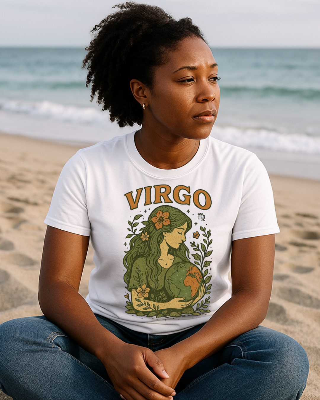 Virgo Earth Goddess Tee – Vintage Zodiac Shirt | Gildan 64000 Unisex Softstyle | Eco Virgo Birthday Gift | Free Shipping