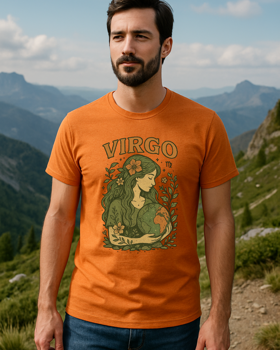 Virgo Earth Goddess Tee – Vintage Zodiac Shirt | Gildan 64000 Unisex Softstyle | Eco Virgo Birthday Gift | Free Shipping