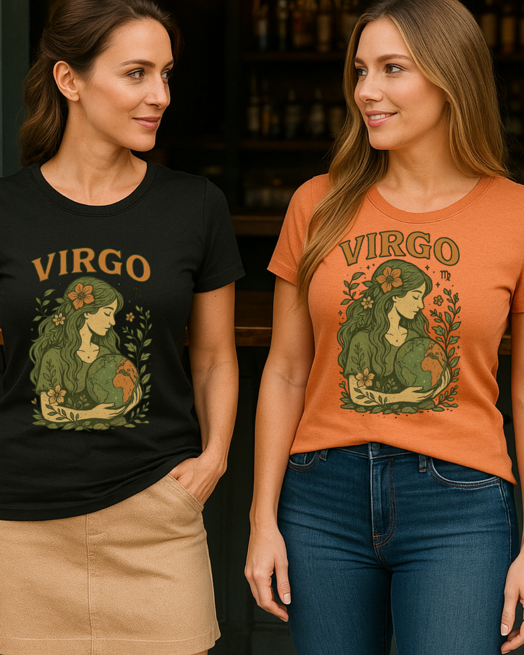 Virgo Earth Goddess Tee – Vintage Zodiac Shirt | Gildan 64000 Unisex Softstyle | Eco Virgo Birthday Gift | Free Shipping