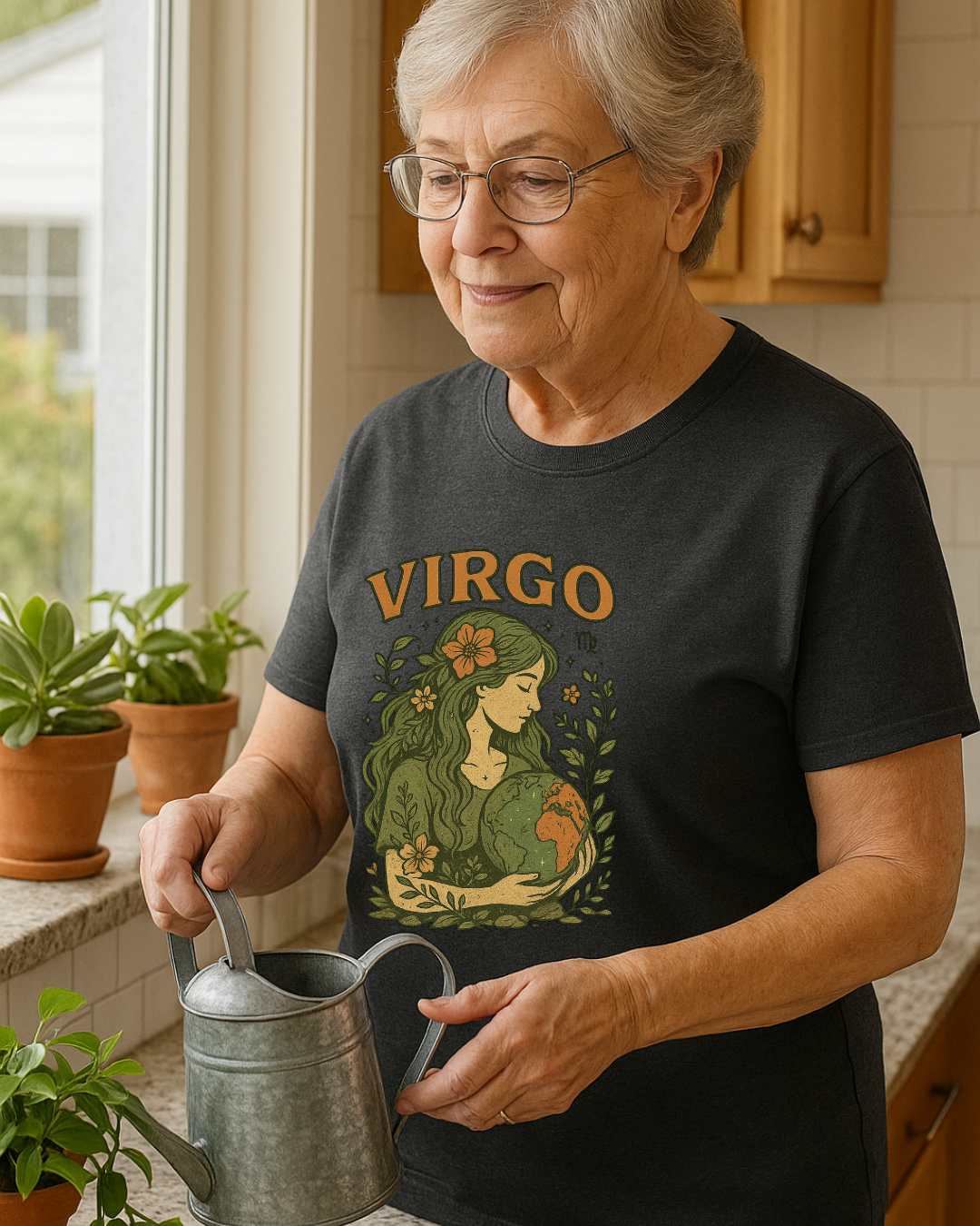Virgo Earth Goddess Tee – Vintage Zodiac Shirt | Gildan 64000 Unisex Softstyle | Eco Virgo Birthday Gift | Free Shipping