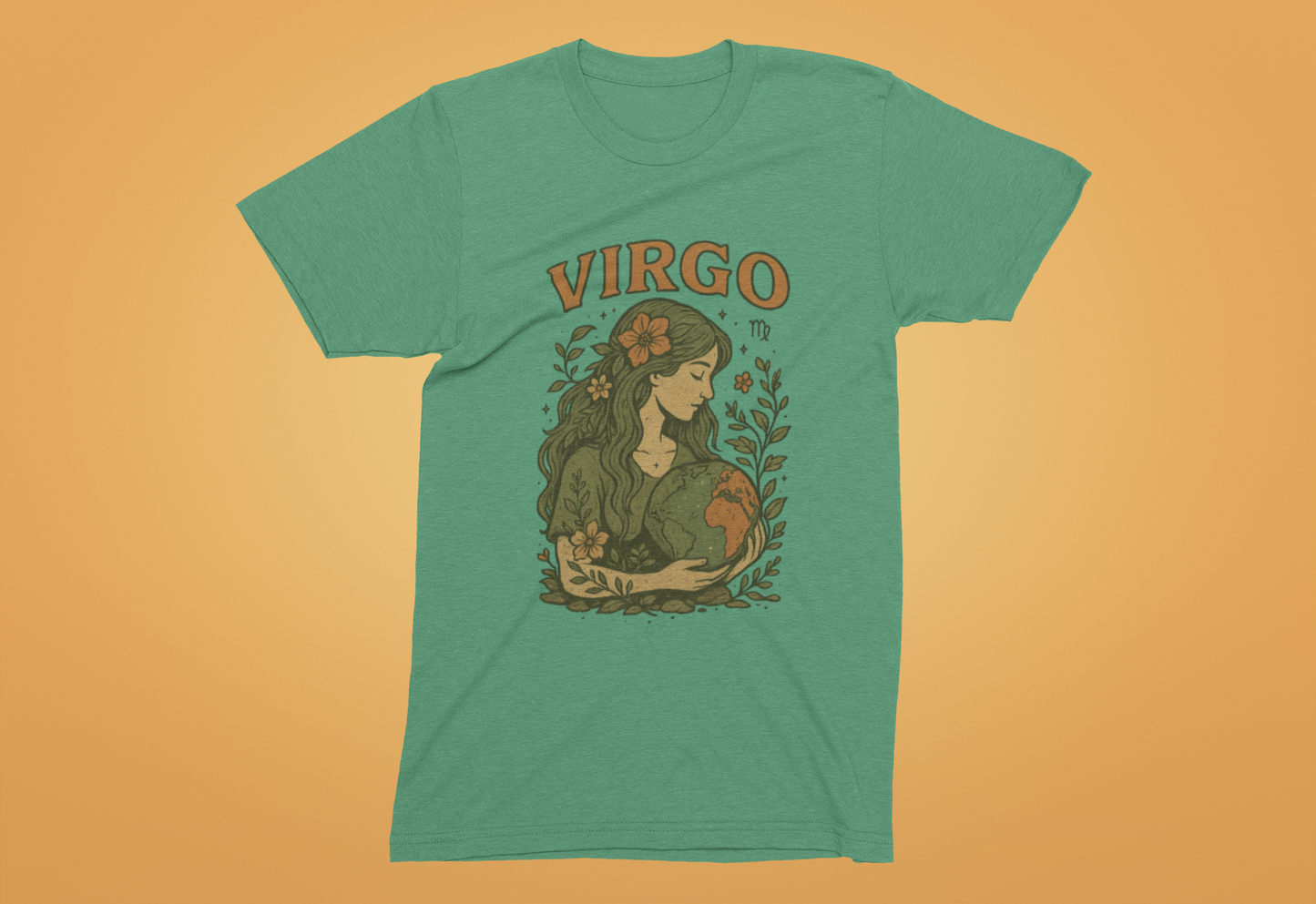 Virgo Earth Goddess Tee – Vintage Zodiac Shirt | Gildan 64000 Unisex Softstyle | Eco Virgo Birthday Gift | Free Shipping