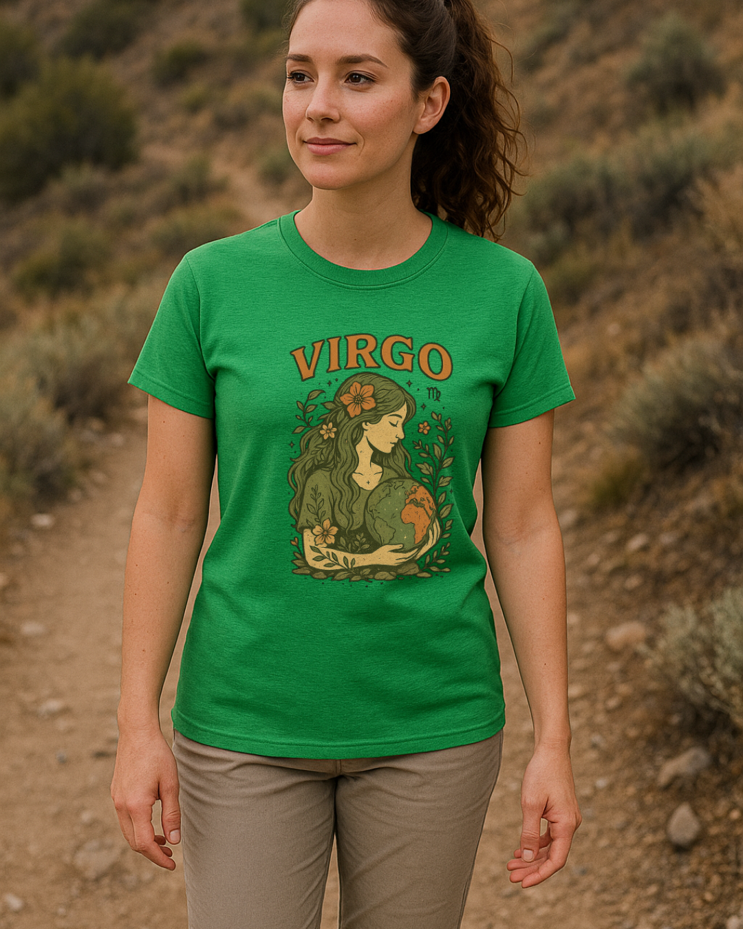 Virgo Earth Goddess Tee – Vintage Zodiac Shirt | Gildan 64000 Unisex Softstyle | Eco Virgo Birthday Gift | Free Shipping