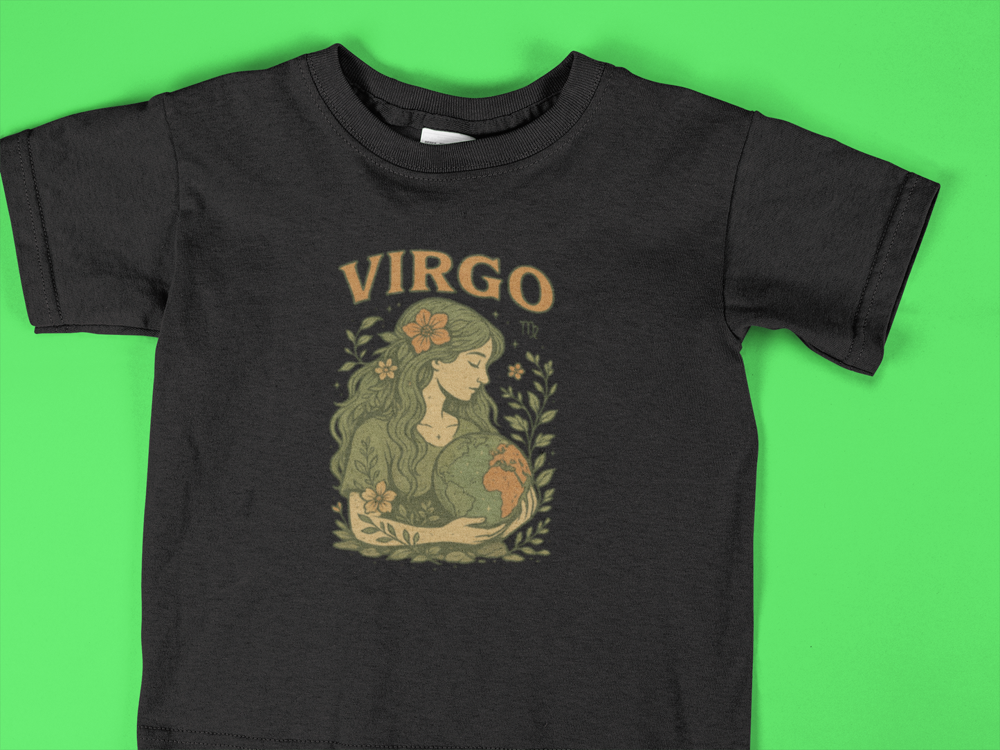 Virgo Earth Goddess Tee – Vintage Zodiac Shirt | Gildan 64000 Unisex Softstyle | Eco Virgo Birthday Gift | Free Shipping