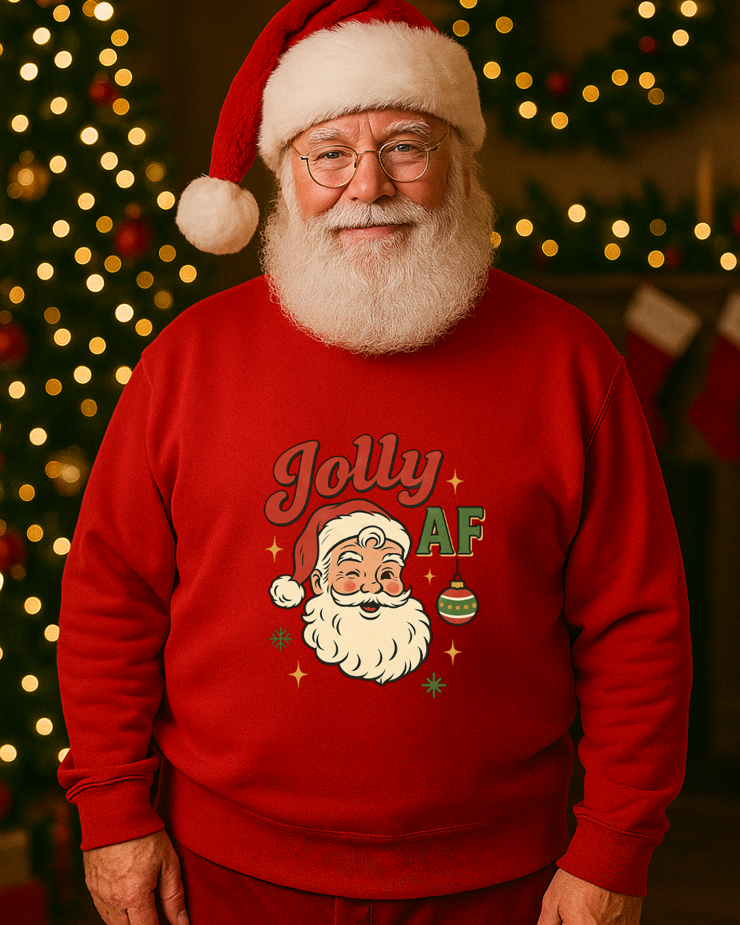 Jolly AF Christmas Sweatshirt – Gildan 18000 (Kelly Green) | Free Shipping
