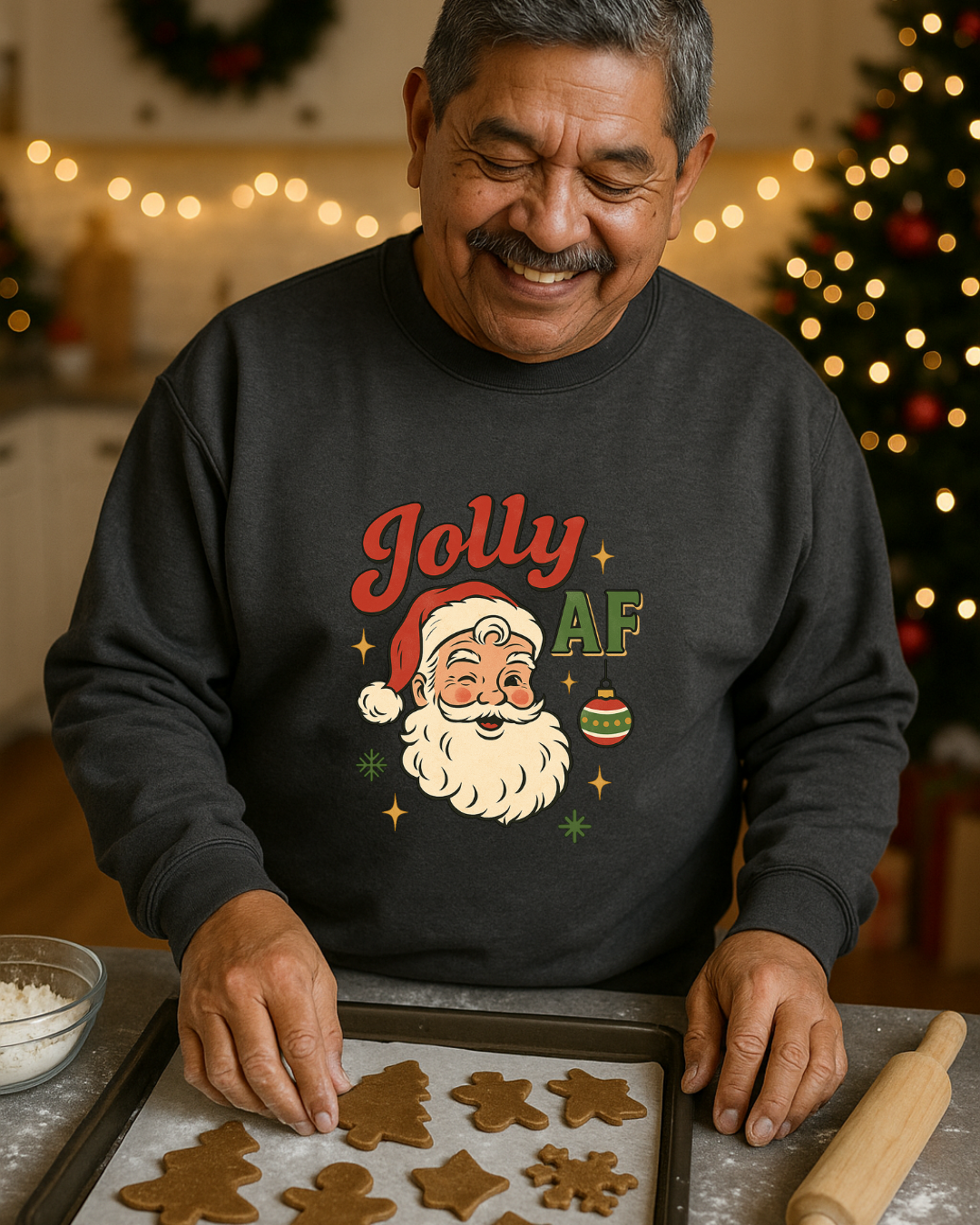 Jolly AF Christmas Sweatshirt – Gildan 18000 (Kelly Green) | Free Shipping