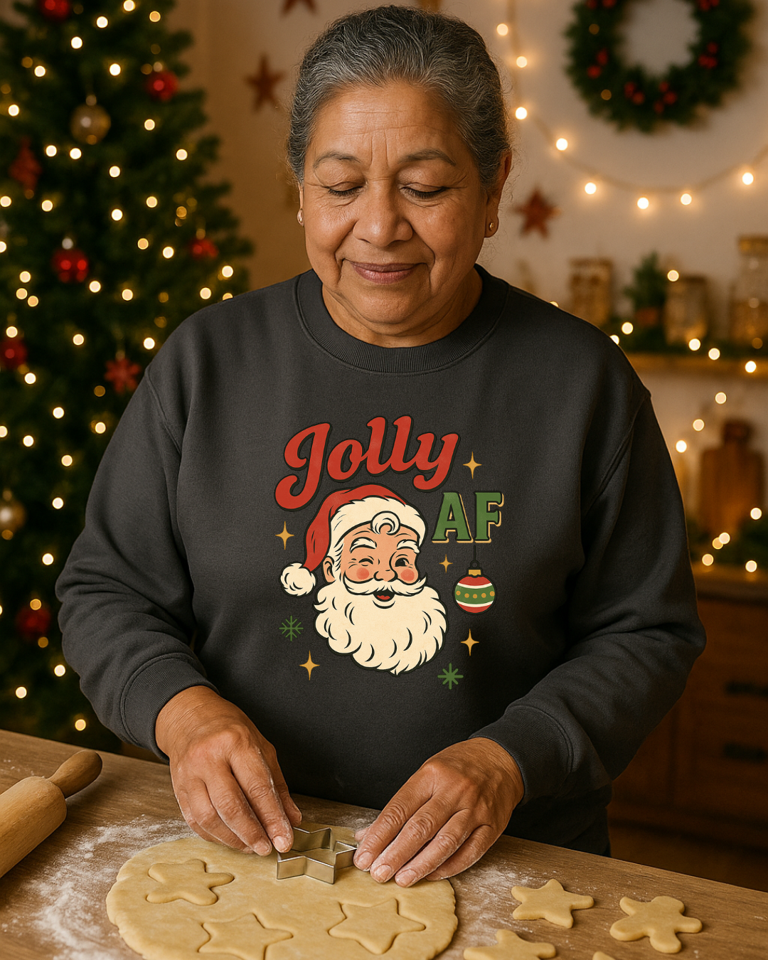 Jolly AF Christmas Sweatshirt – Gildan 18000 (Kelly Green) | Free Shipping