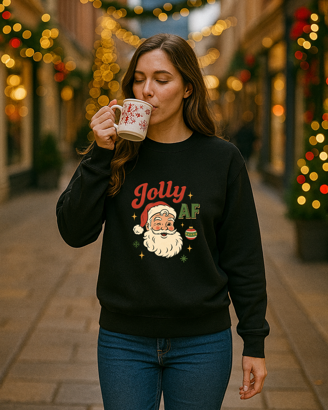 Jolly AF Christmas Sweatshirt – Gildan 18000 (Kelly Green) | Free Shipping